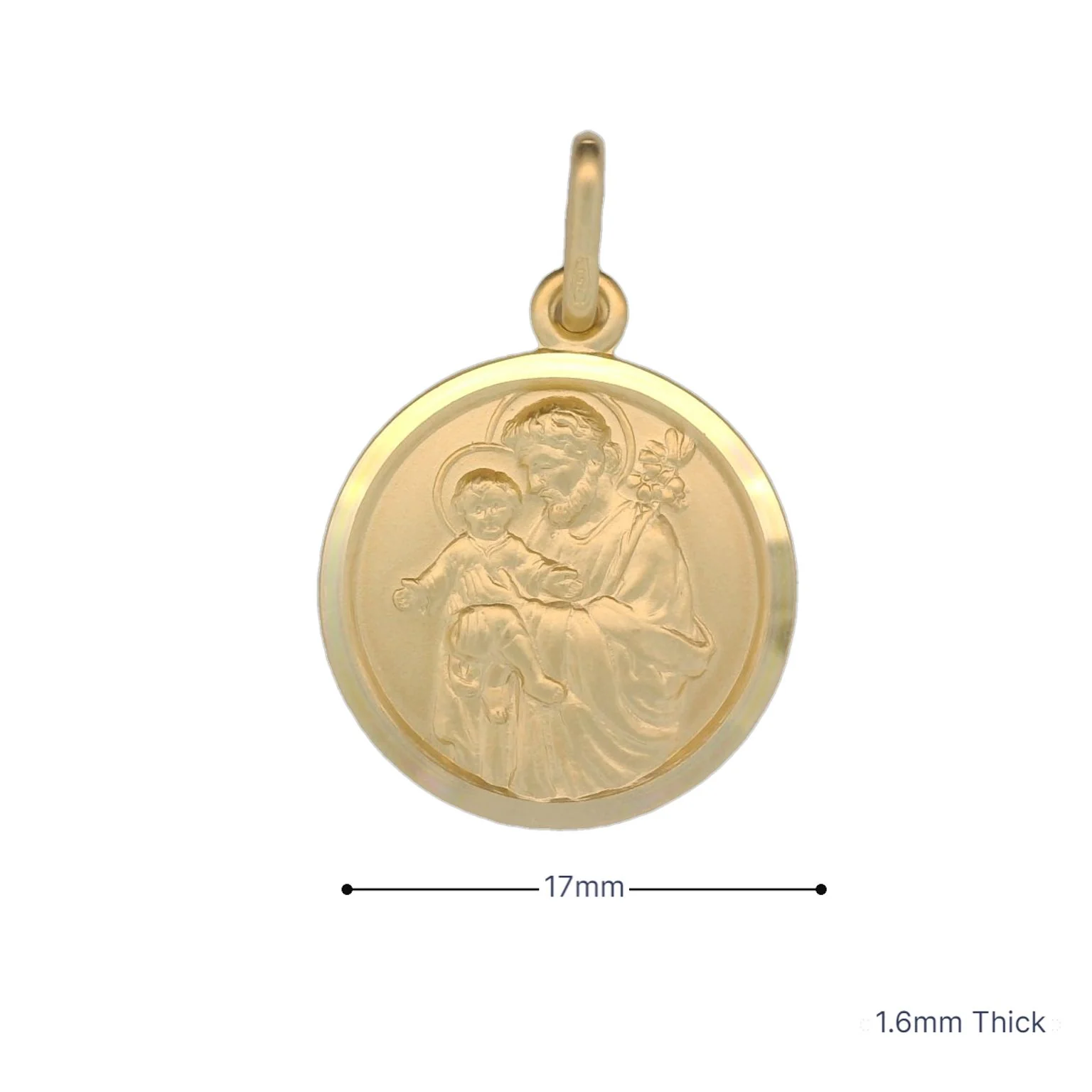 Italian 18K Coined St. Joseph Medal - 17MM - Image 3
