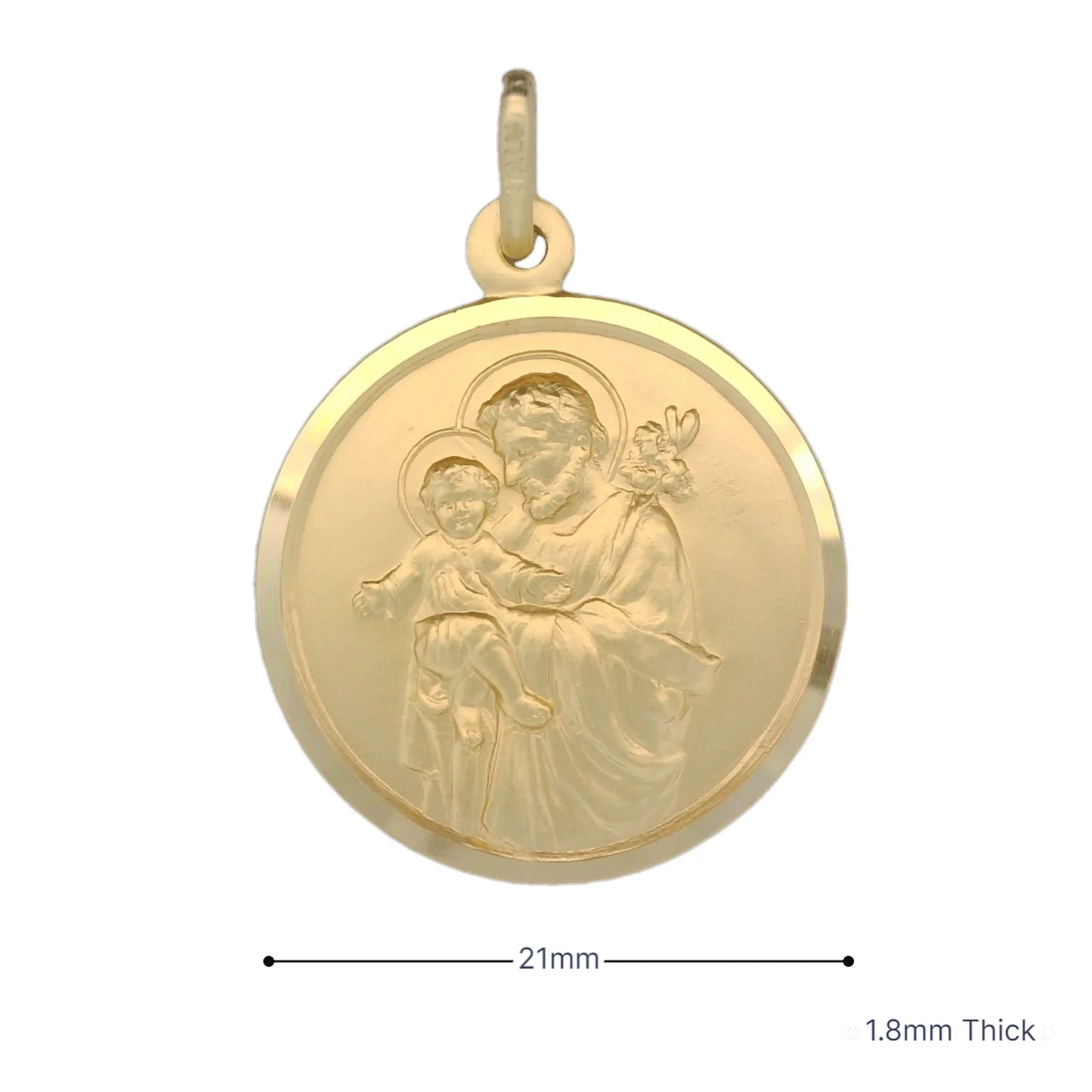 Italian 18K Coined St. Joseph Medal - 21MM - Image 3