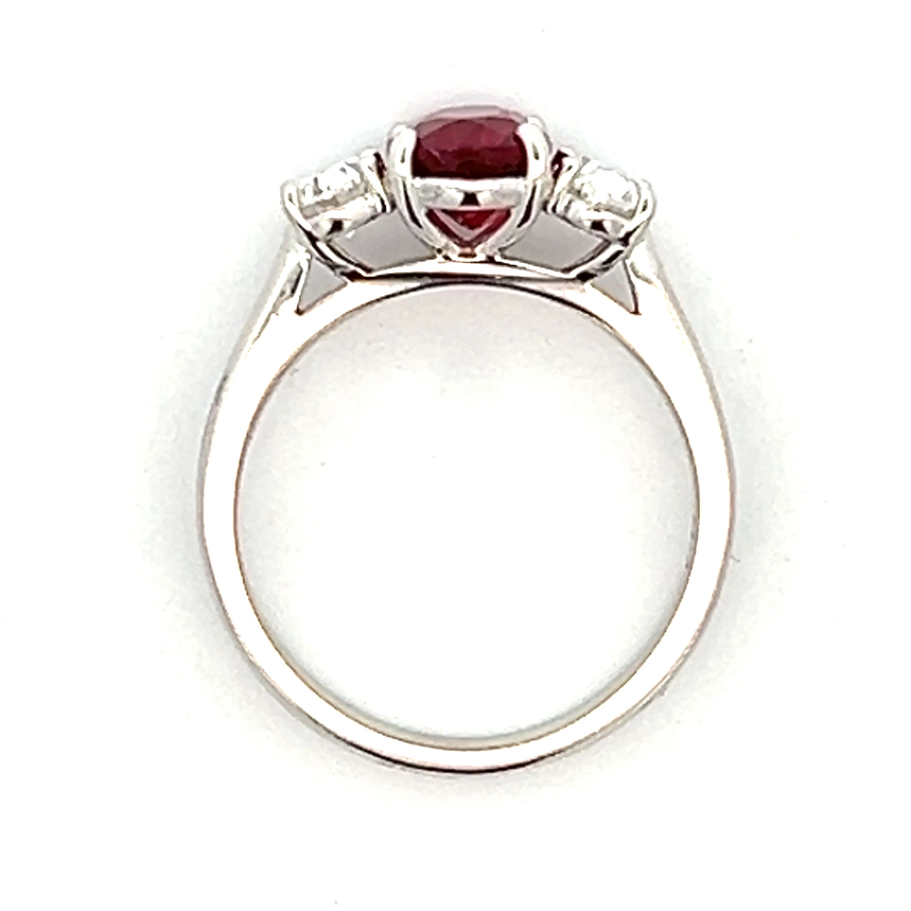 18K 2.07ct Ruby and 0.88 CTW Diamond Three Stone Ring - Image 3