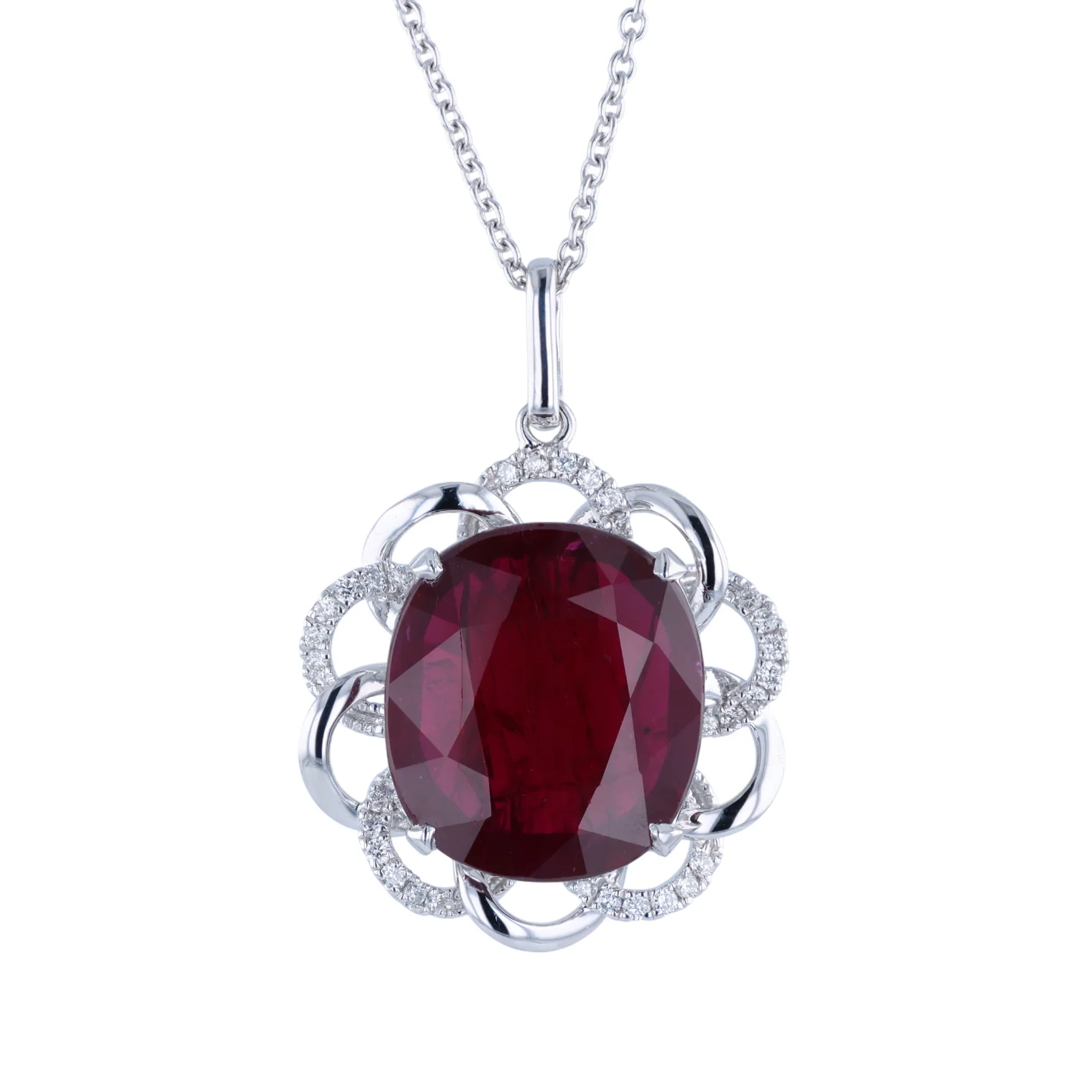 18KW Ruby 8.00ct GIA 2235307131 & Diamond 0.16ctw GH SI1-SI2 Pendant - Image 2