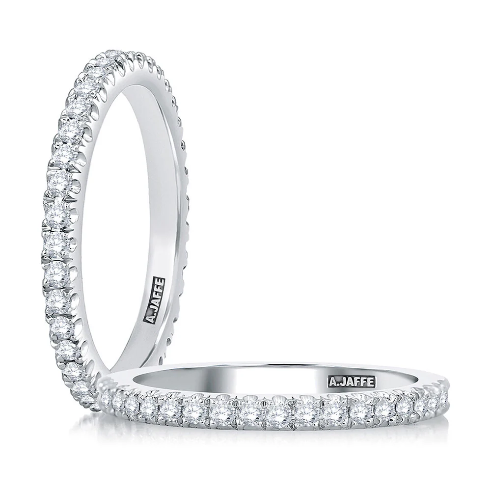 A.JAFFE 14K White Gold Diamond Wedding Band - Image 3