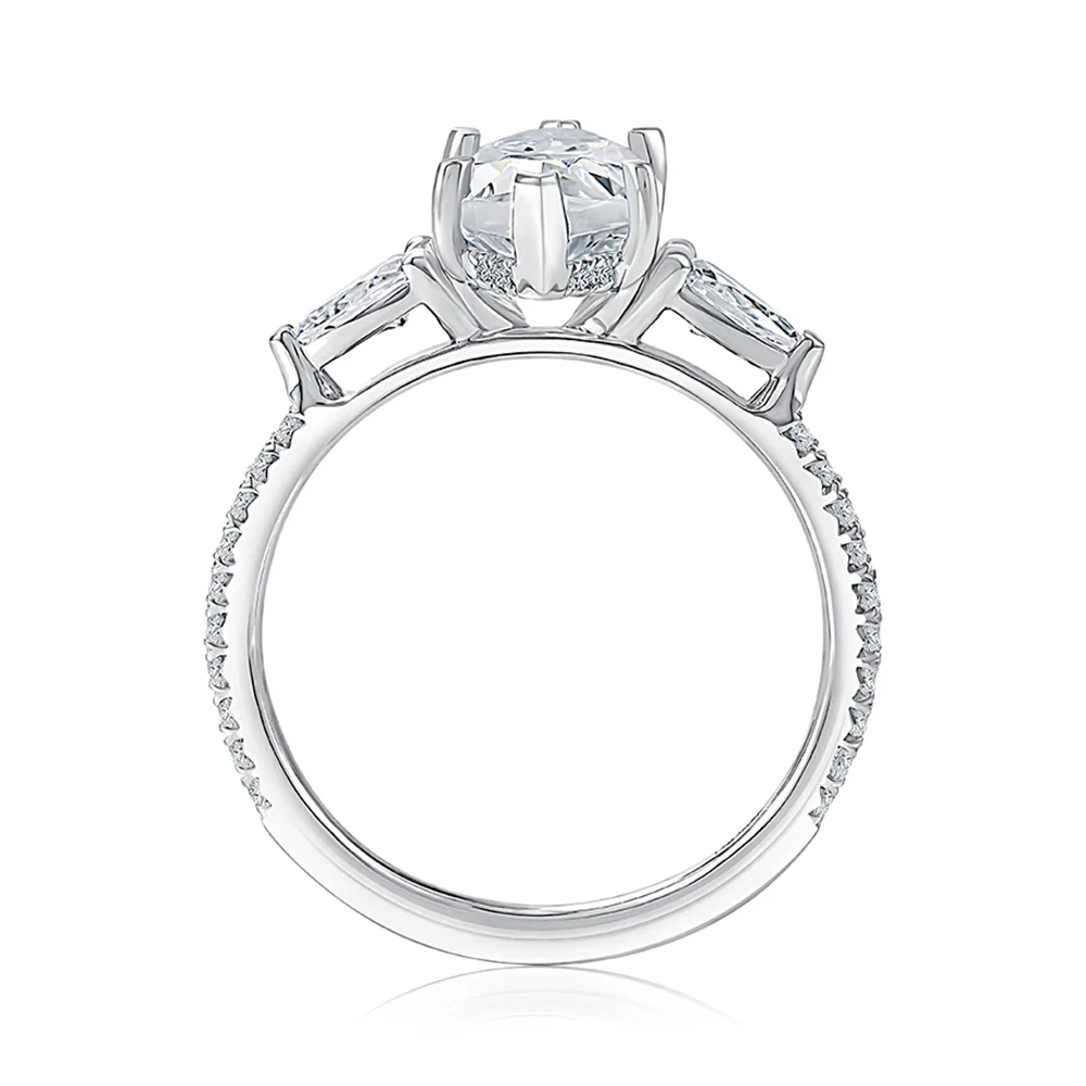 A JAFFE 14K Three Stone Diamond Engagement Ring - Image 2