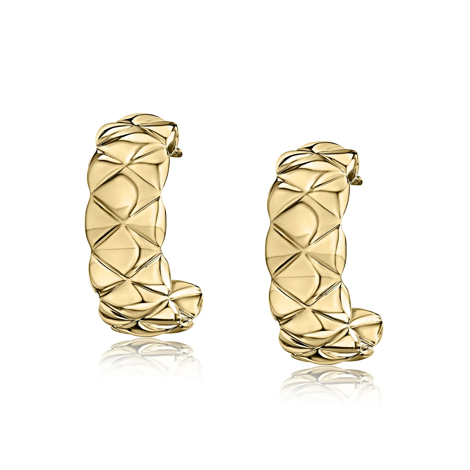 A JAFFE 14K Gold Quilt Hoop Earrings - Image 2