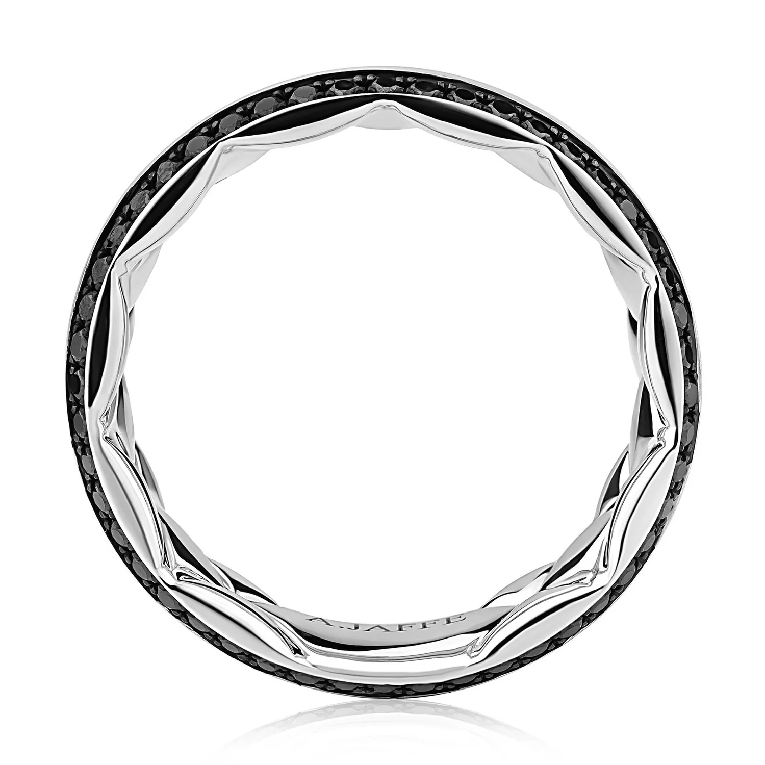A.JAFFE 14K Gray Gold Black Diamond 7MM Wedding Band - Image 2