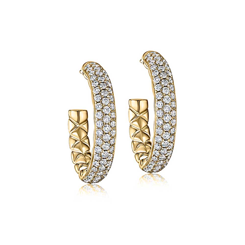 A.JAFFE 14K Large Quilted Diamond Hoop Earrings - Image 2