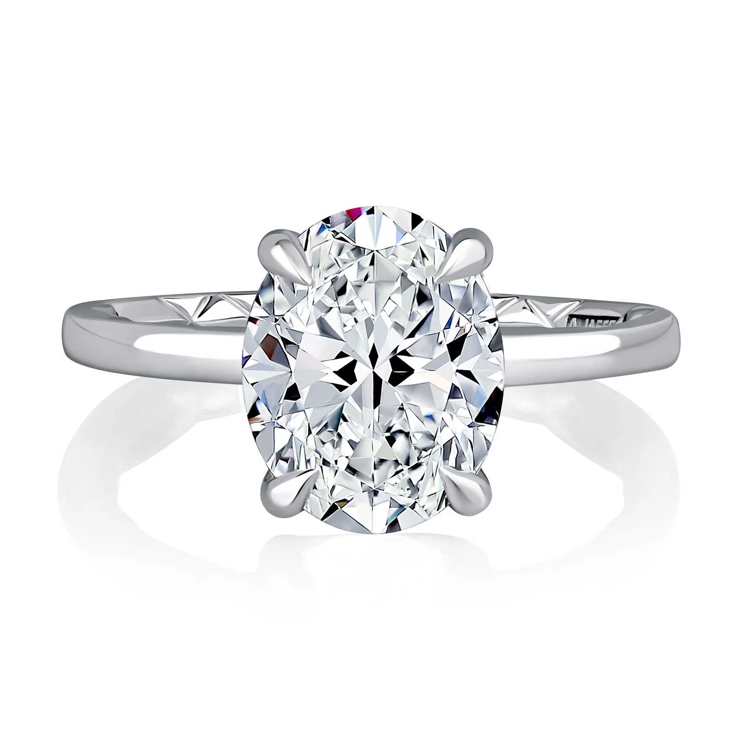 A.JAFFE 14KW 3ct OV Ctr CZ 0.08ctw GH SI1-SI2 Diamond Engagement Ring