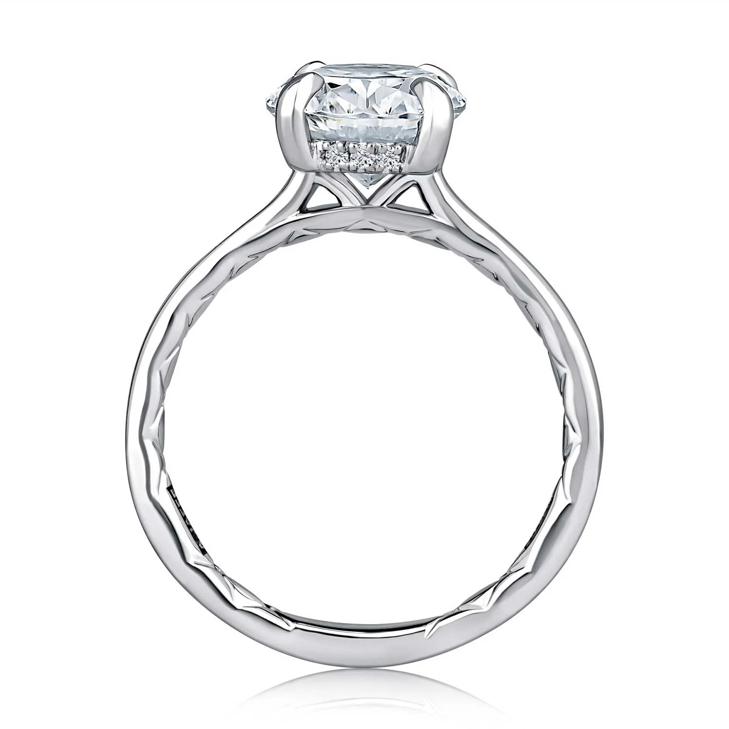 A.JAFFE 14KW 3ct OV Ctr CZ 0.08ctw GH SI1-SI2 Diamond Engagement Ring - Image 2