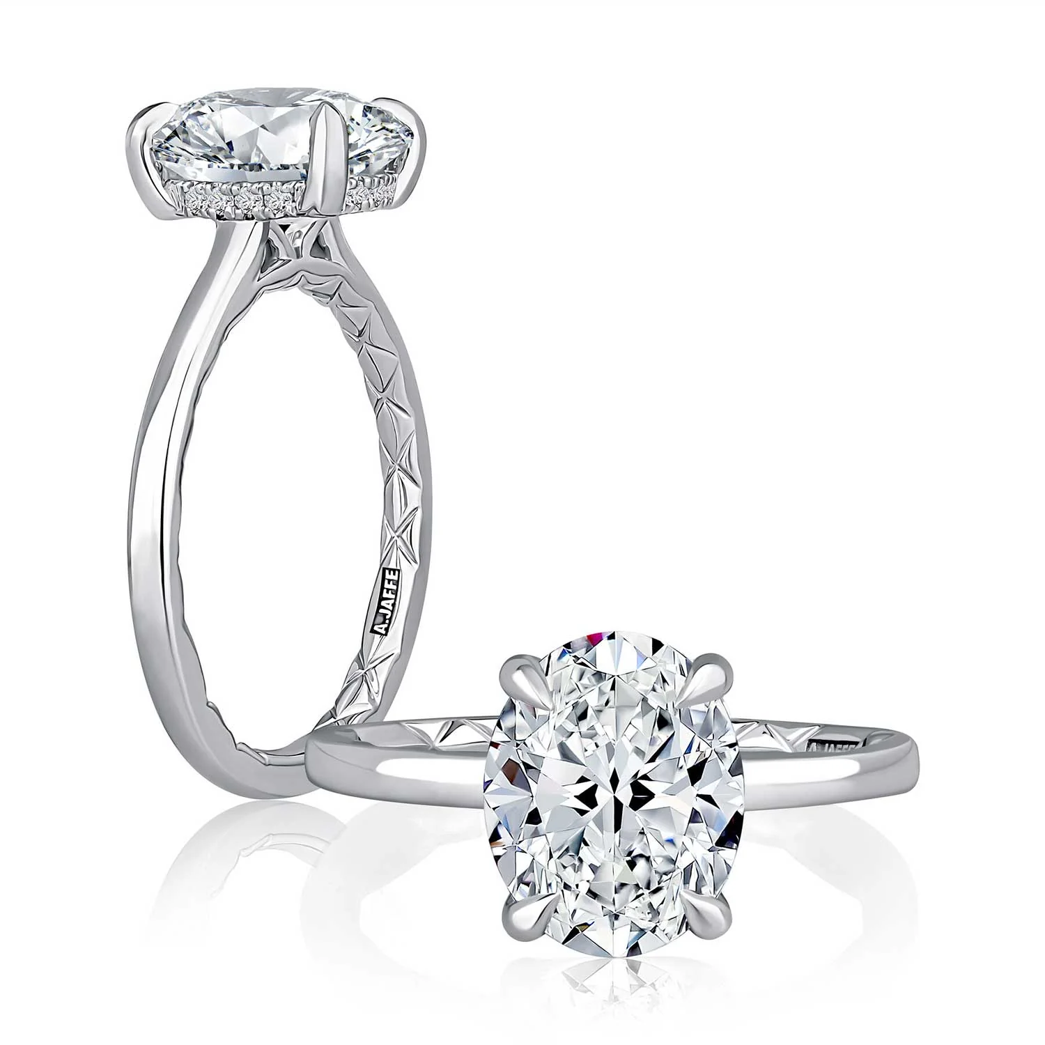 A.JAFFE 14KW 3ct OV Ctr CZ 0.08ctw GH SI1-SI2 Diamond Engagement Ring - Image 3