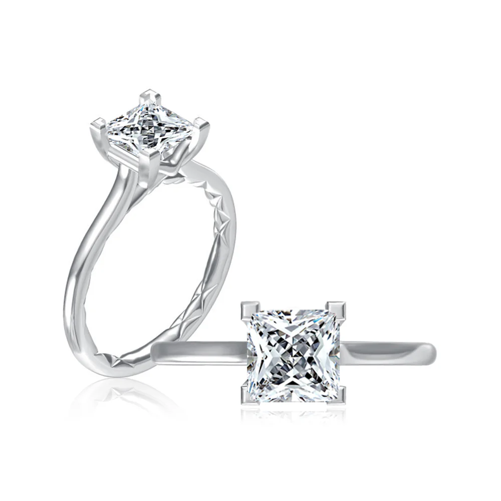 A.JAFFE 14KW Princess Ctr Solitaire Engagement Ring - Image 3
