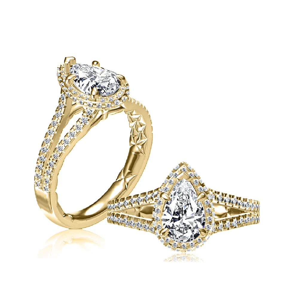 A.JAFFE 14K Classics Pear Halo Engagement Ring