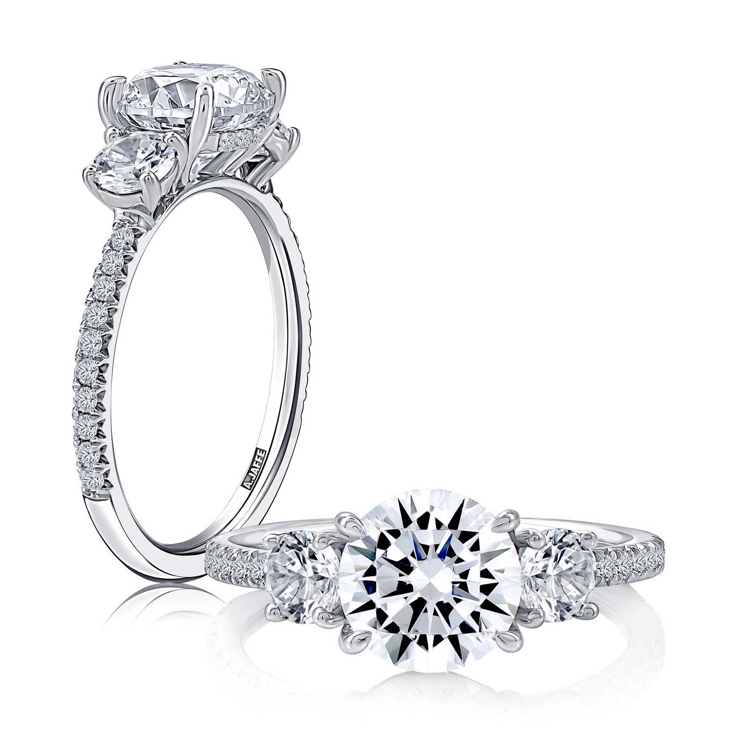 A.JAFFE Platinum Diamond Three-Stone Engagement Ring