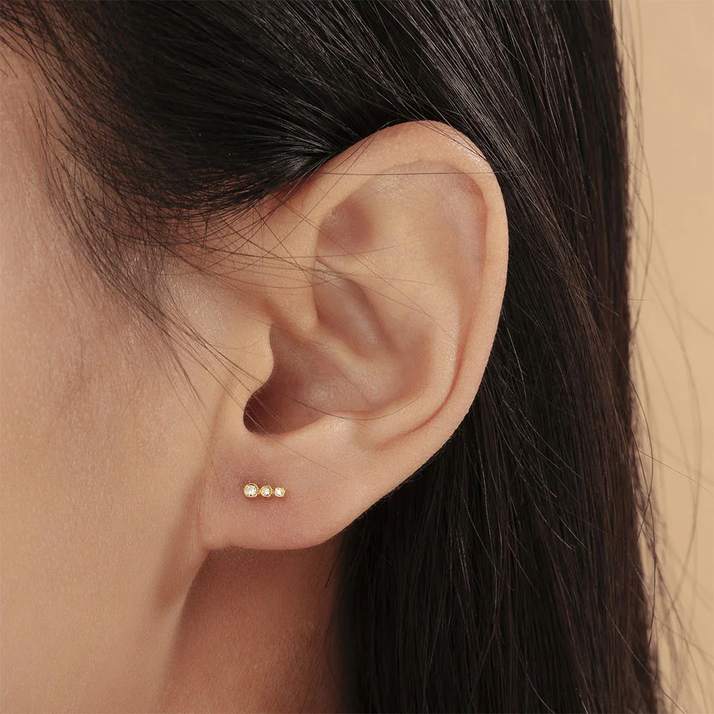 Aurelie Gi 14K Bey Graduated Bezel Diamond Stud Earrings - Image 2