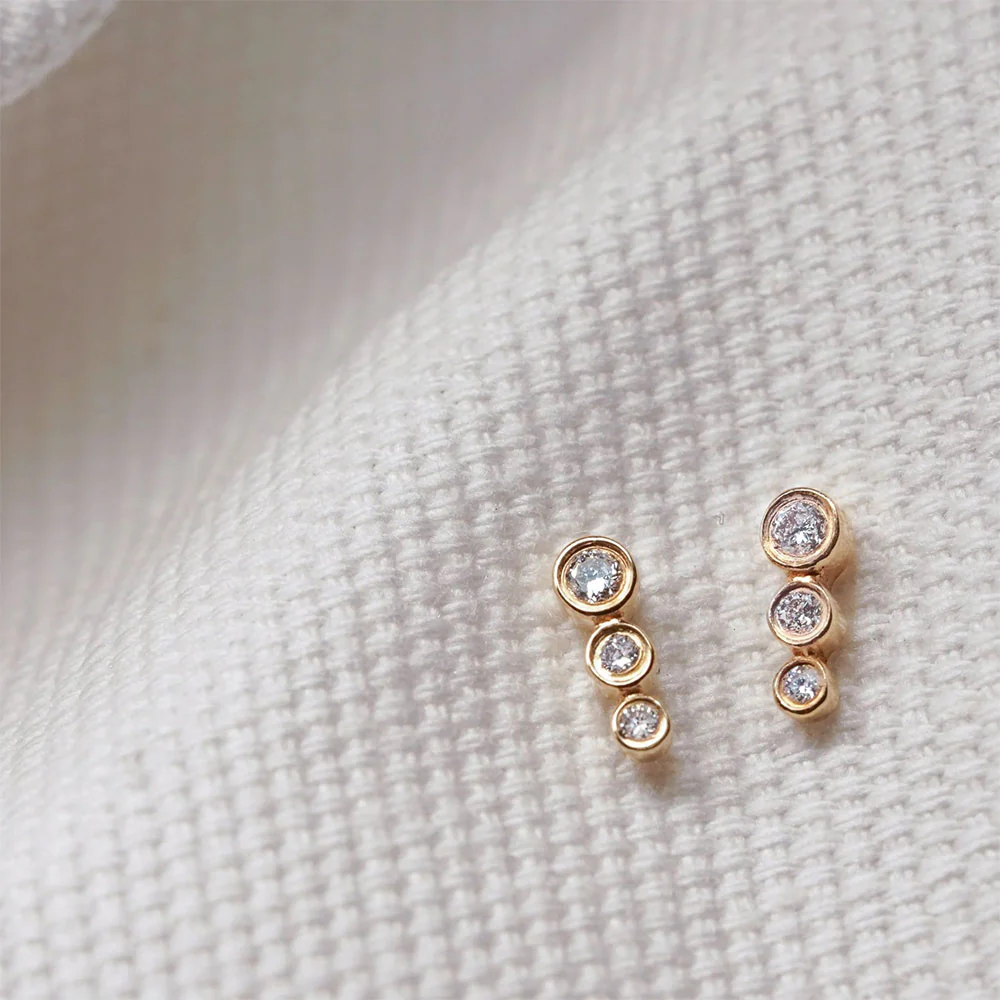 Aurelie Gi 14K Bey Graduated Bezel Diamond Stud Earrings - Image 3