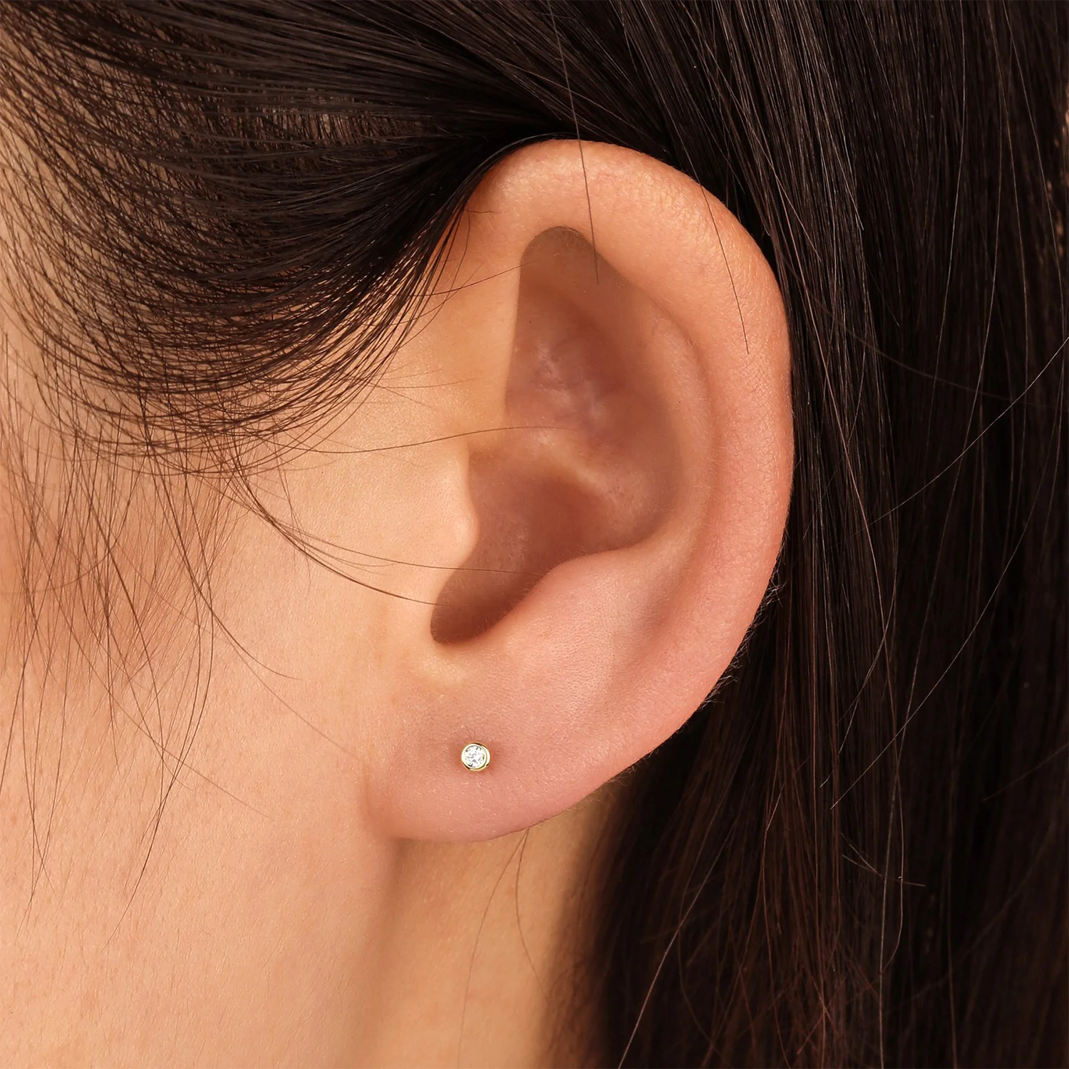 Aurelie Gi 14K Geri Diamond Bezel Stud Earrings - Image 2