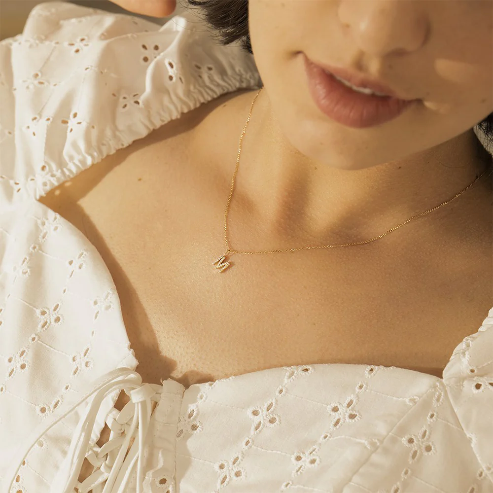 Aurelie Gi 14K Initial M Charm Diamond Pendant - Image 2