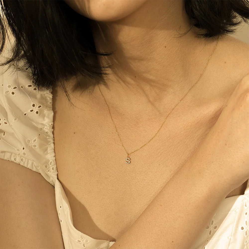 Aurelie Gi 14K Initial S Charm Diamond Pendant - Image 3
