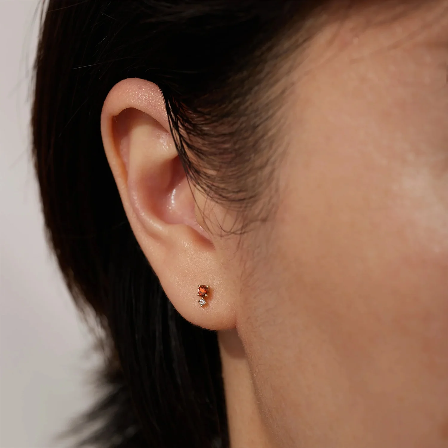 Aurelie Gi 14K January Garnet and White Sapphire Single Stud Earring - Image 2