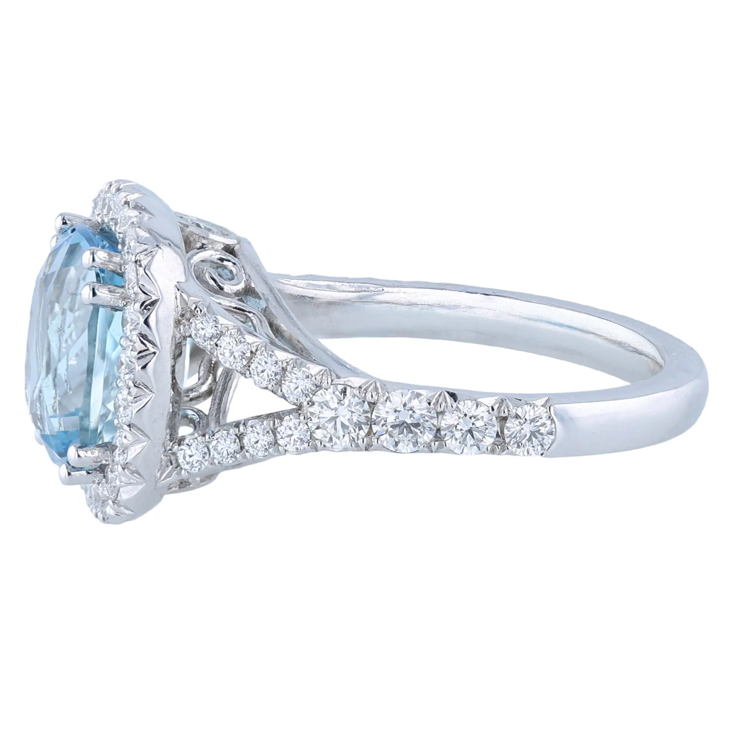 Bella Cosa Custom 18K 3.48ct Aquamarine and Diamond Ring - Image 2