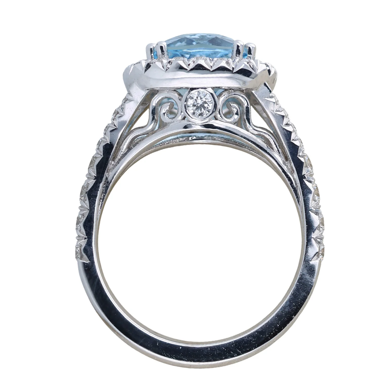 Bella Cosa Custom 18K 3.48ct Aquamarine and Diamond Ring - Image 3