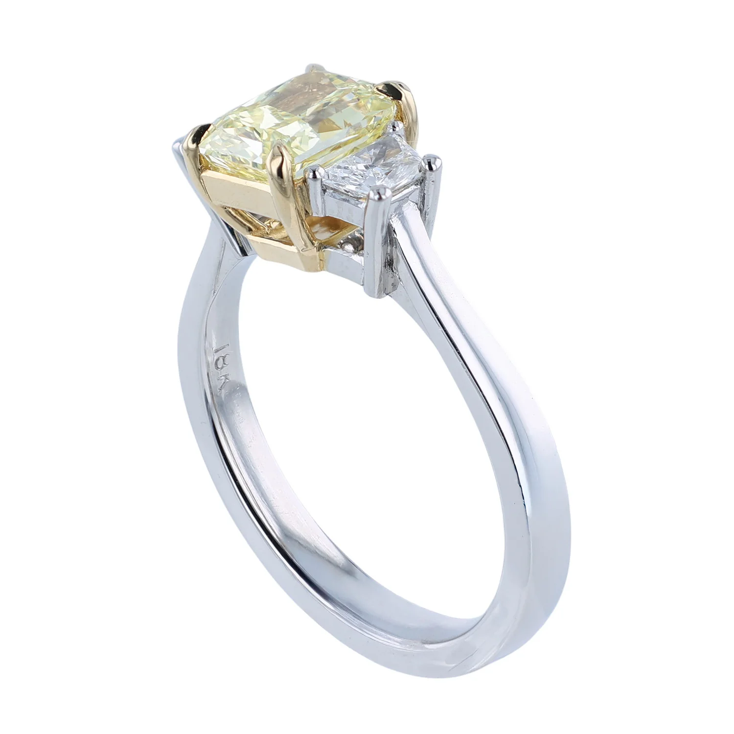 Bella Cosa Custom Platinum and 18K Diamond Three Stone Ring - Image 3