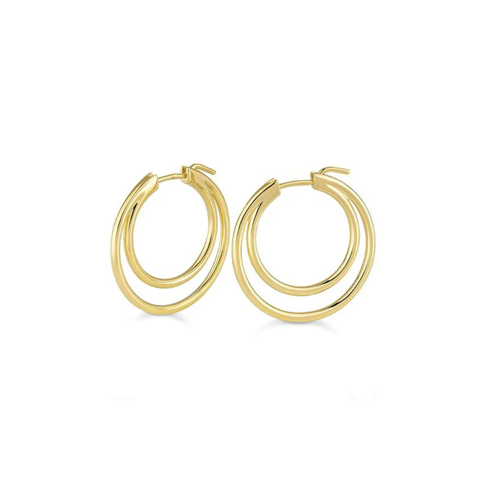 Breuning Sterling Silver with Yellow Overlay Hoop Earrings