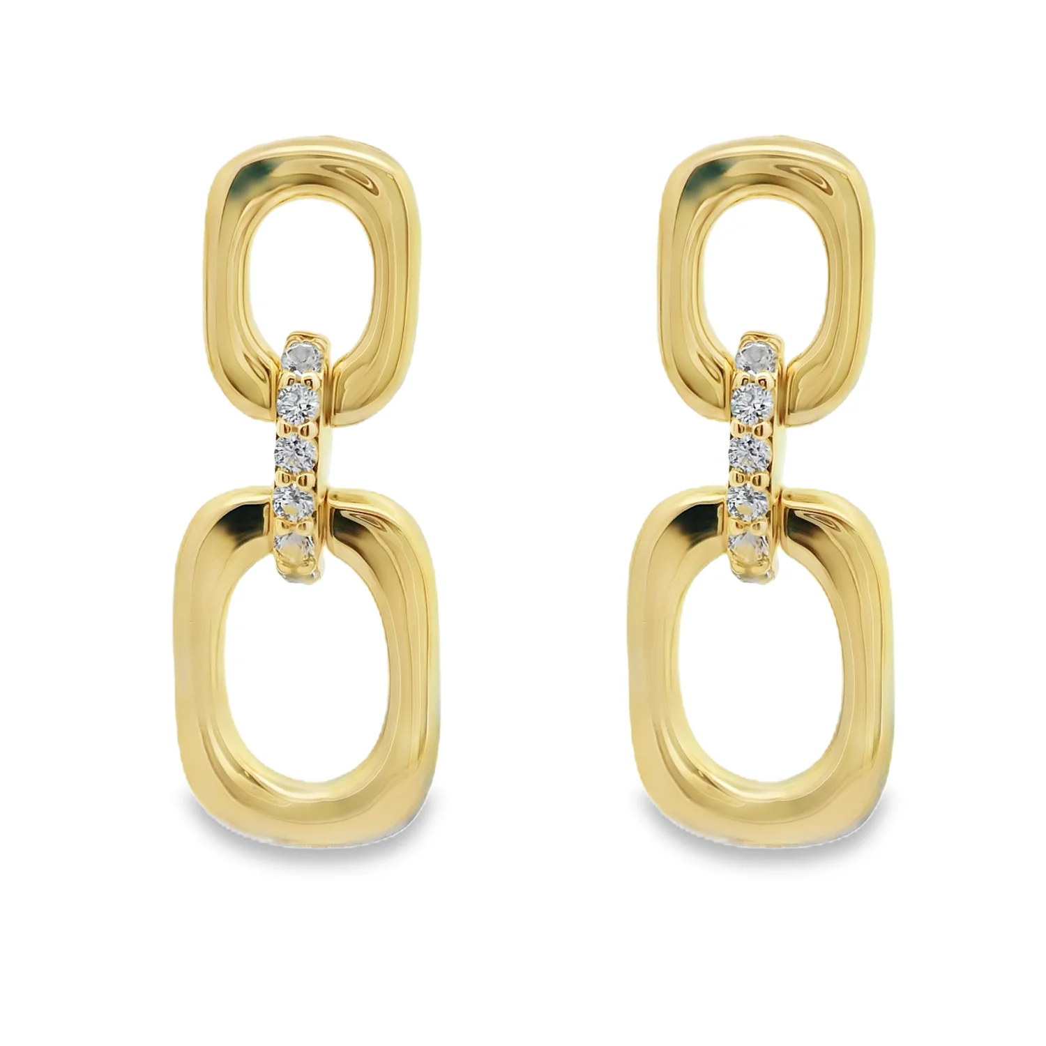 Breuning Sterling Silver with Yellow Overlay White Sapphire Earrings