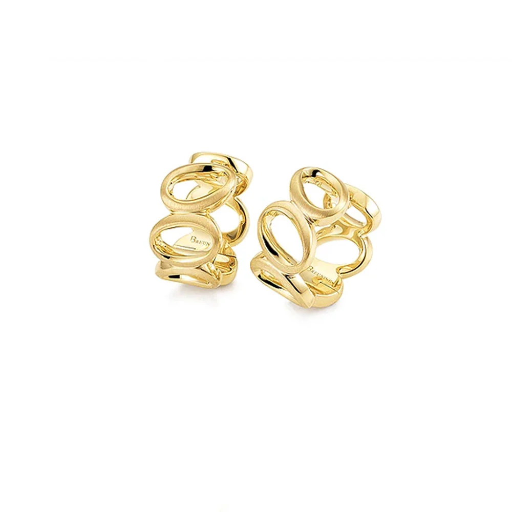 Breuning Sterling Silver Yellow Overlay Ovals Hoop Earrings