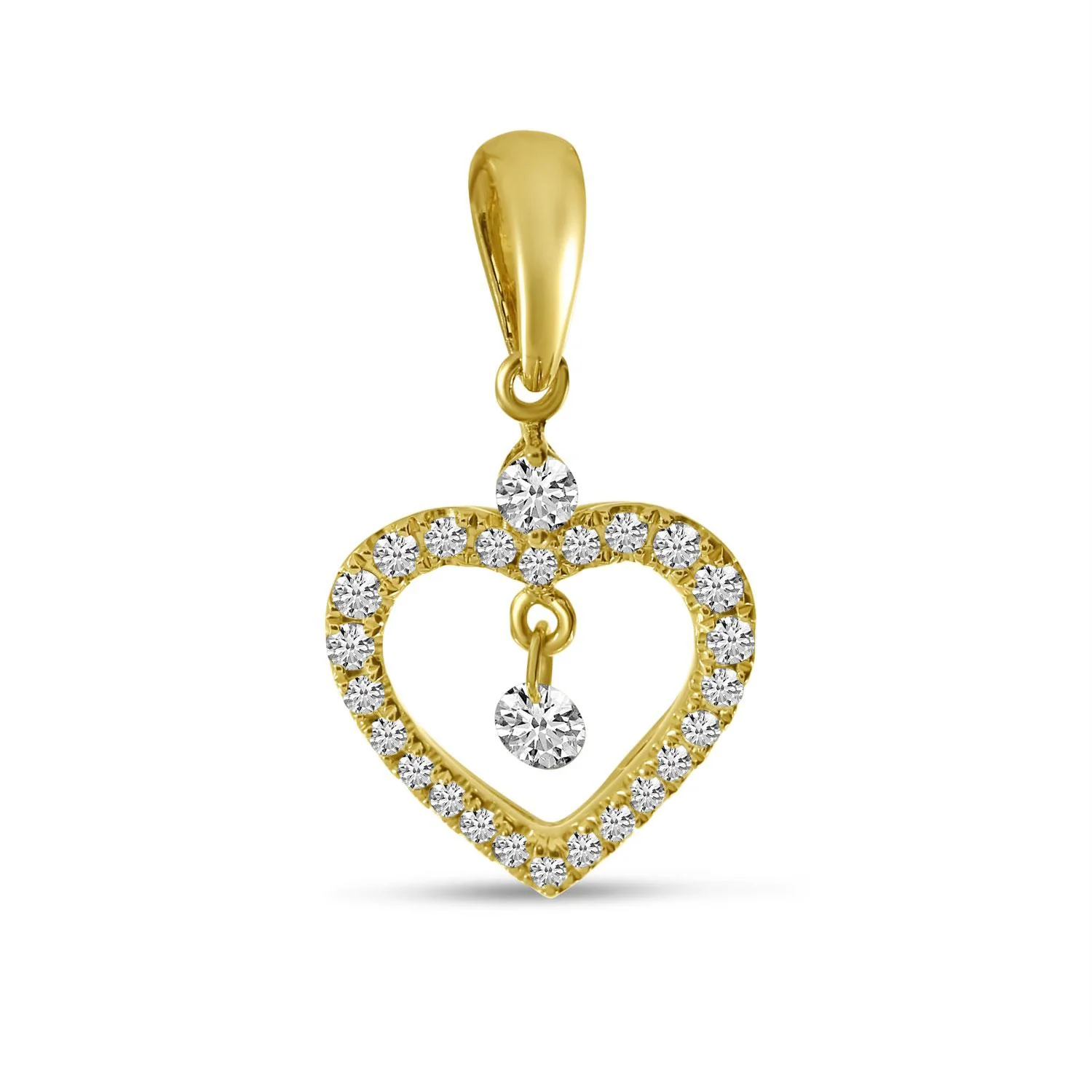 Brevani 14K Dashing Diamond Open Heart Diamond Pendant