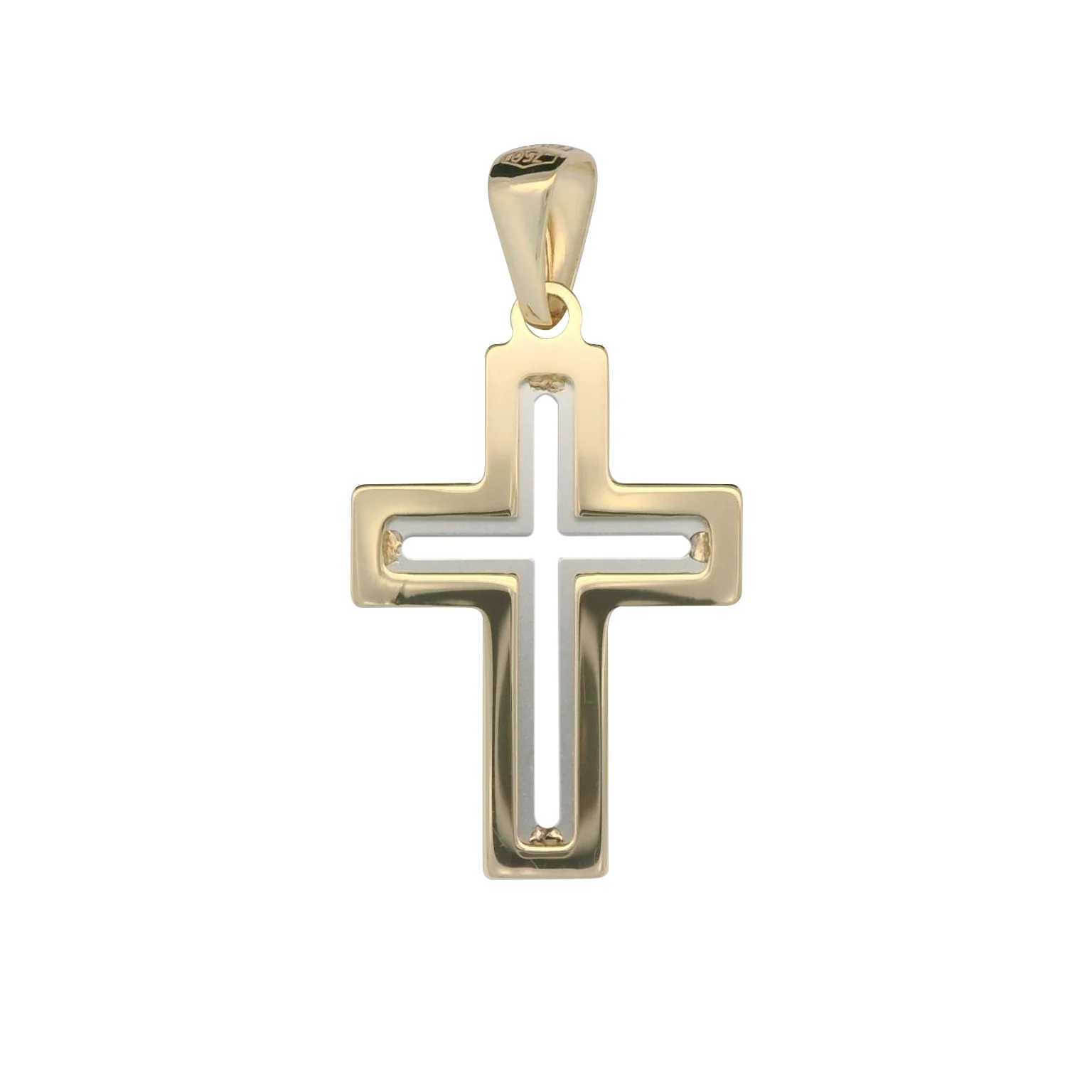Italian 18K Two-Tone Modular Cross Pendant - Small - Image 2