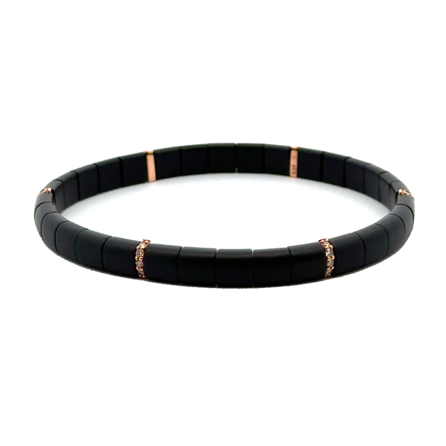 Demeglio 18K and Matte Black Ceramic Diamond Bracelet - L