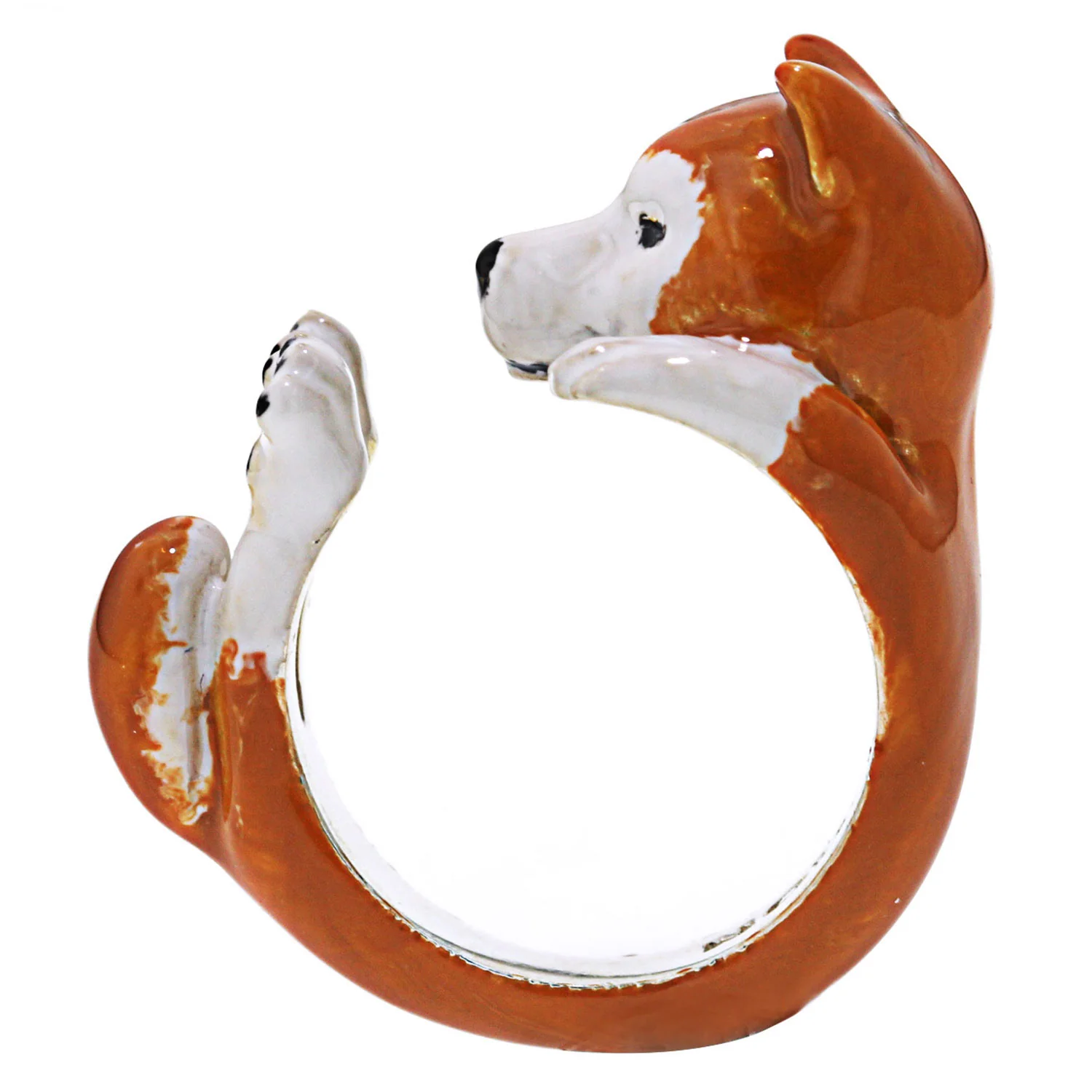 Dog Fever Enamel Akita/Shiba Hug Ring - Image 2