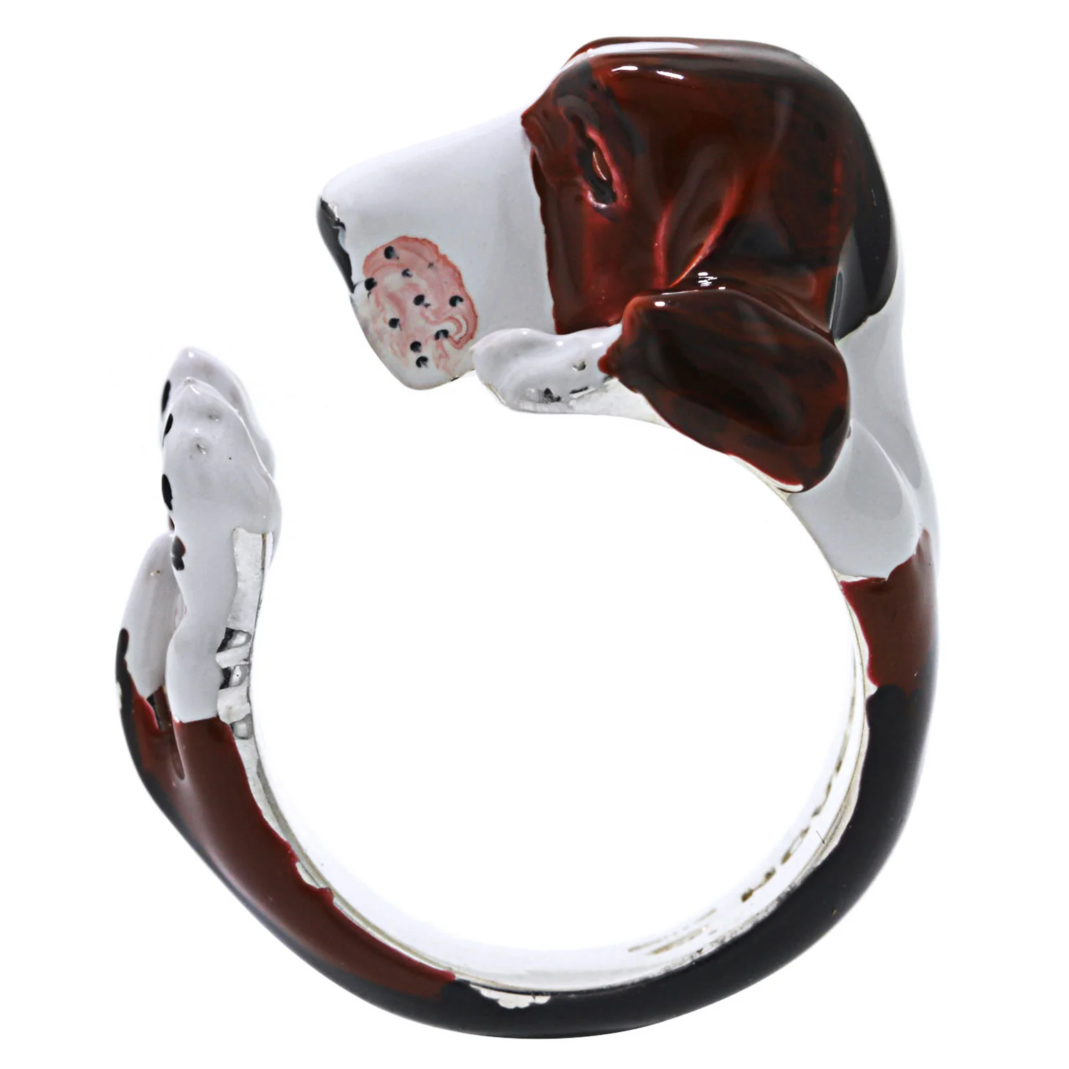 Dog Fever Enamel Basset Hound Hug Ring - Image 2