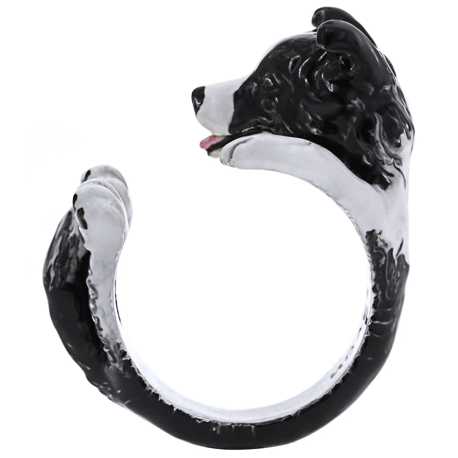 Dog Fever Enamel Border Collie Hug Ring - Image 2