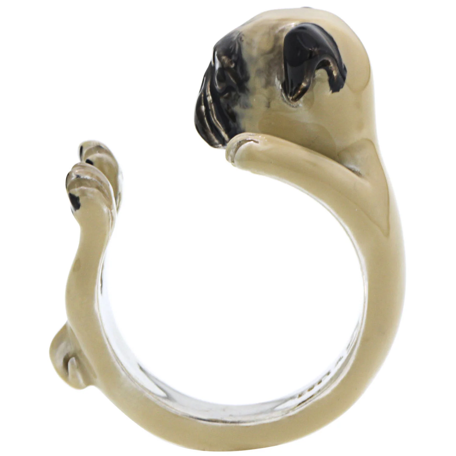 Dog Fever Enamel Pug Hug Ring - Image 2