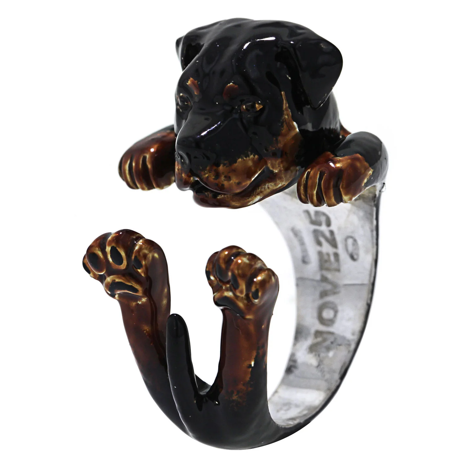 Dog Fever Enamel Rottweiler Hug Ring
