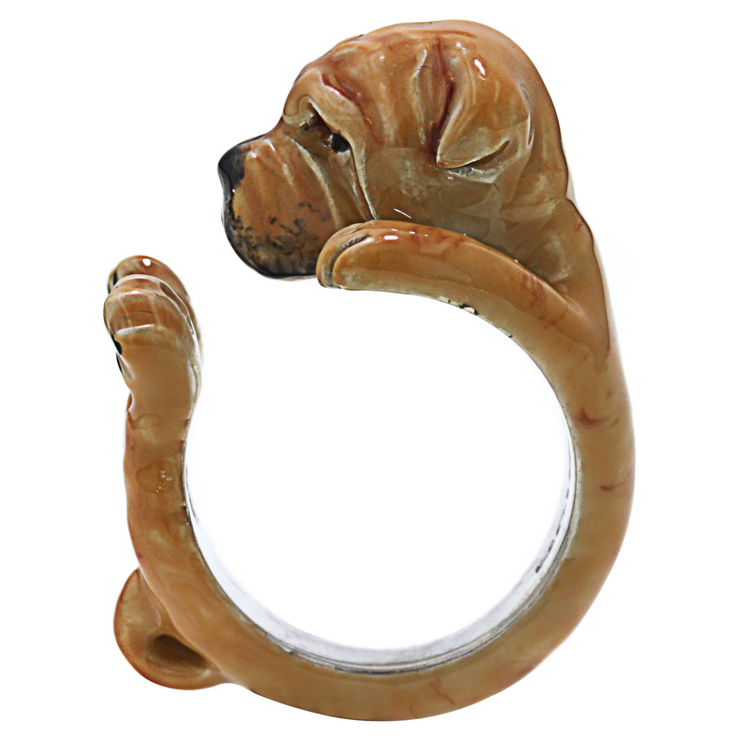 Dog Fever Enamel Shar Pei Hug Ring - Image 2