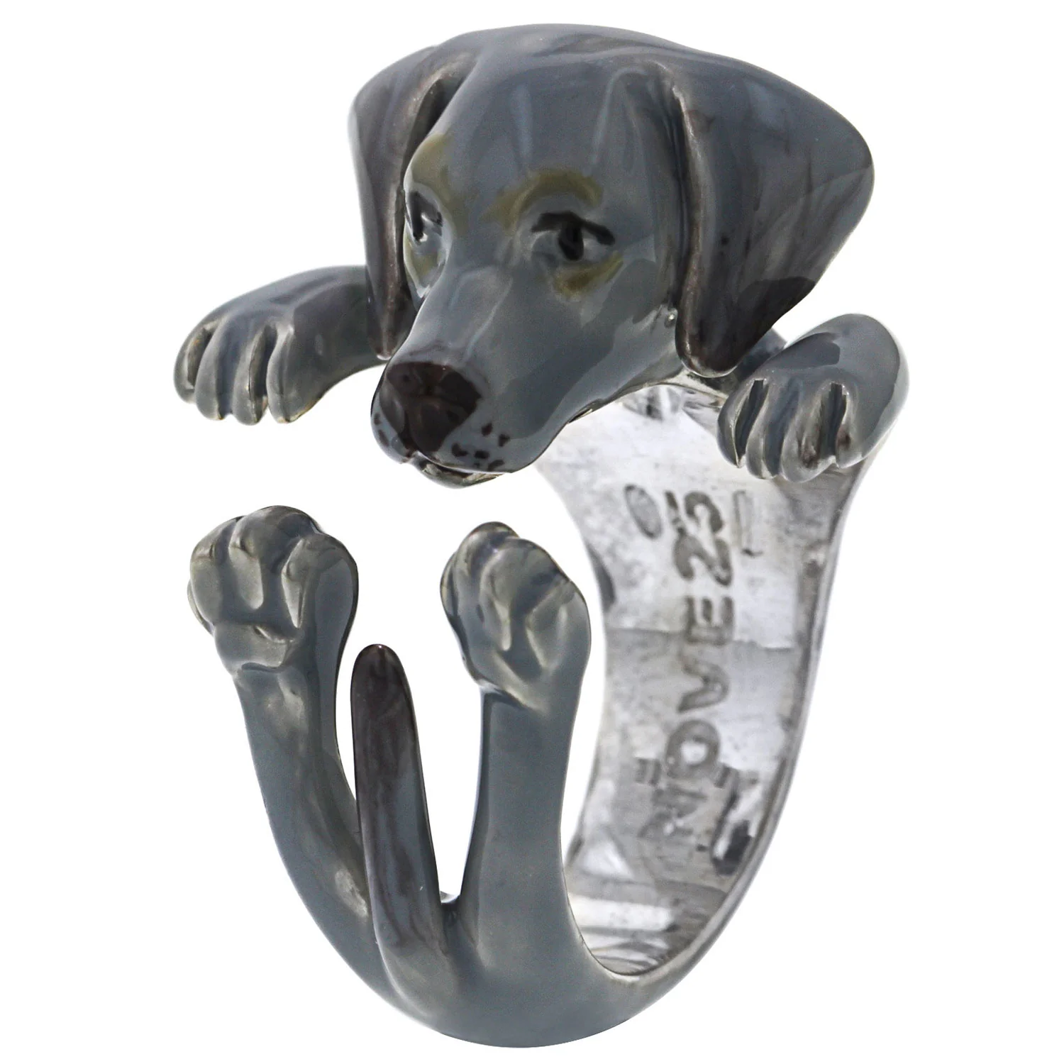 Dog Fever Enamel Weimaraner Hug Ring