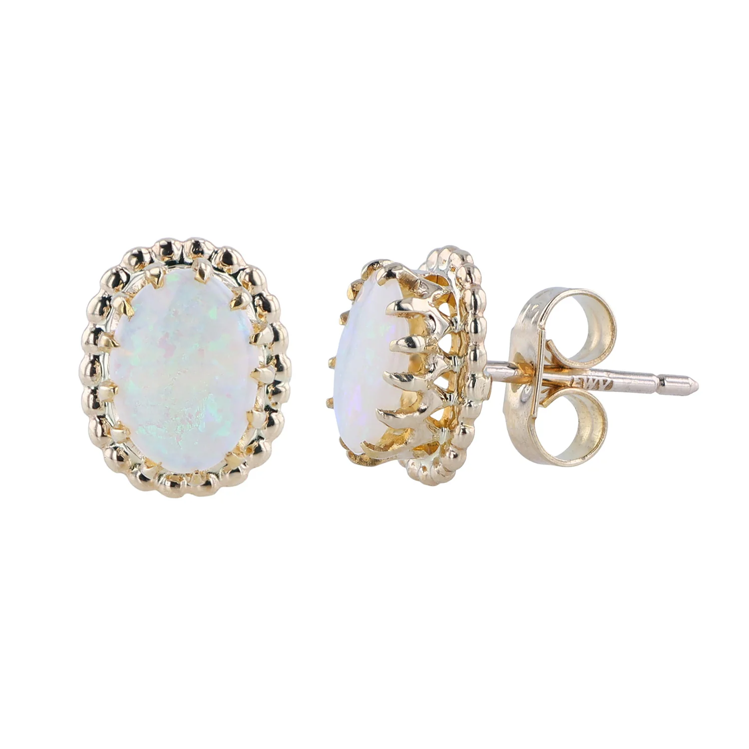 Estate 10K Opal Stud Earrings - Image 2