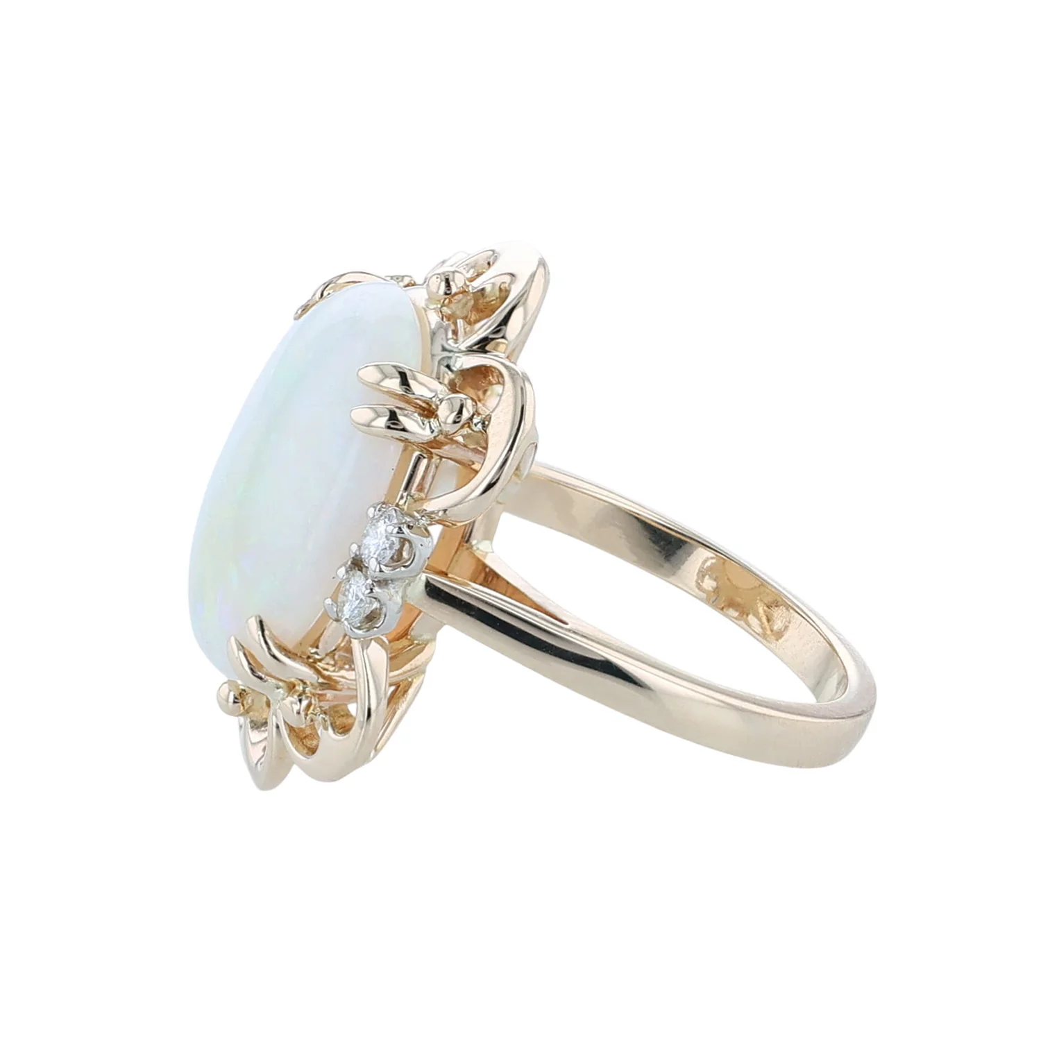 Estate 14K Australian Opal and Diamond Ring - Image 2