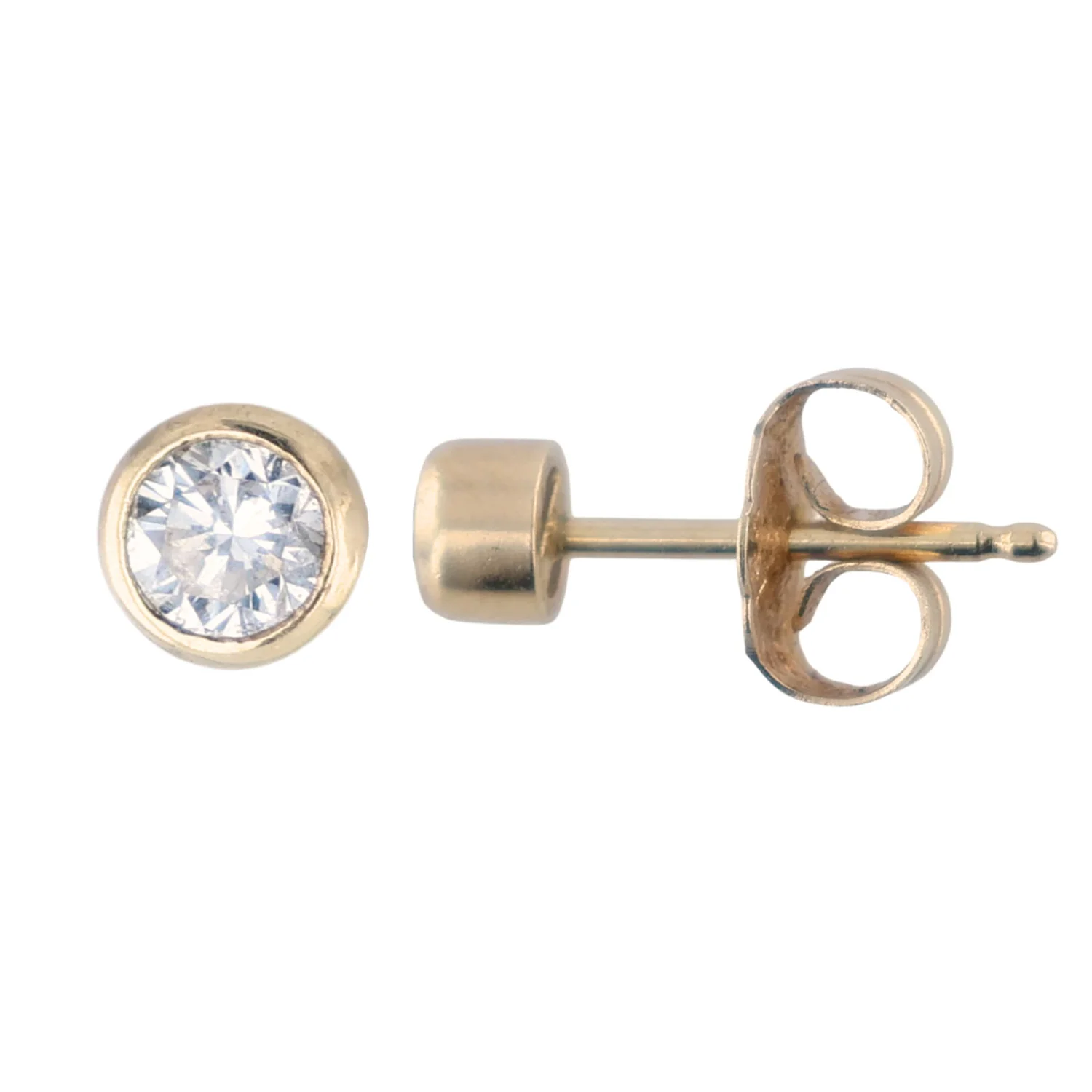 Estate 14K Diamond Bezel-Set Stud Earrings
