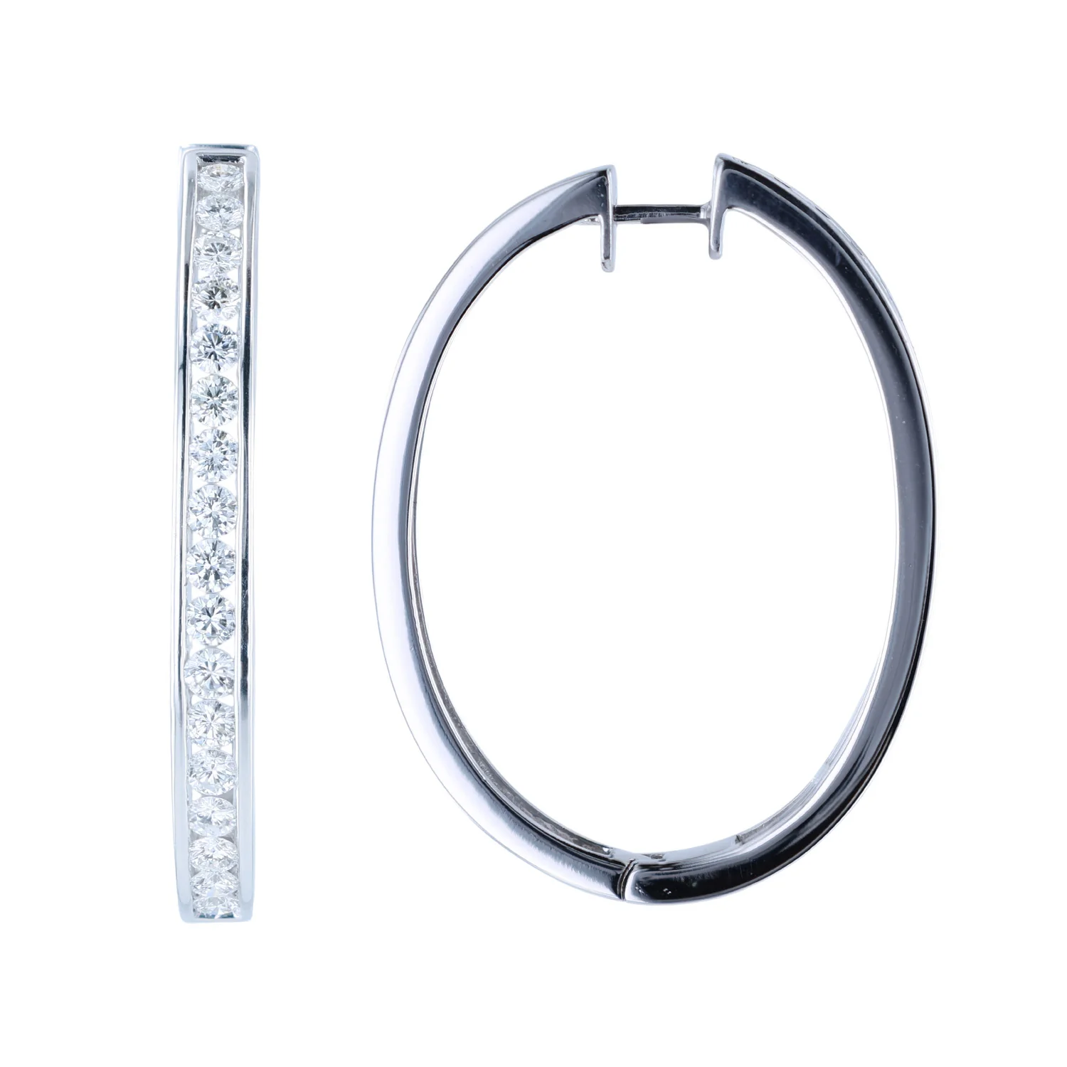 Estate 14K Diamond Hoop Earrings - Image 2