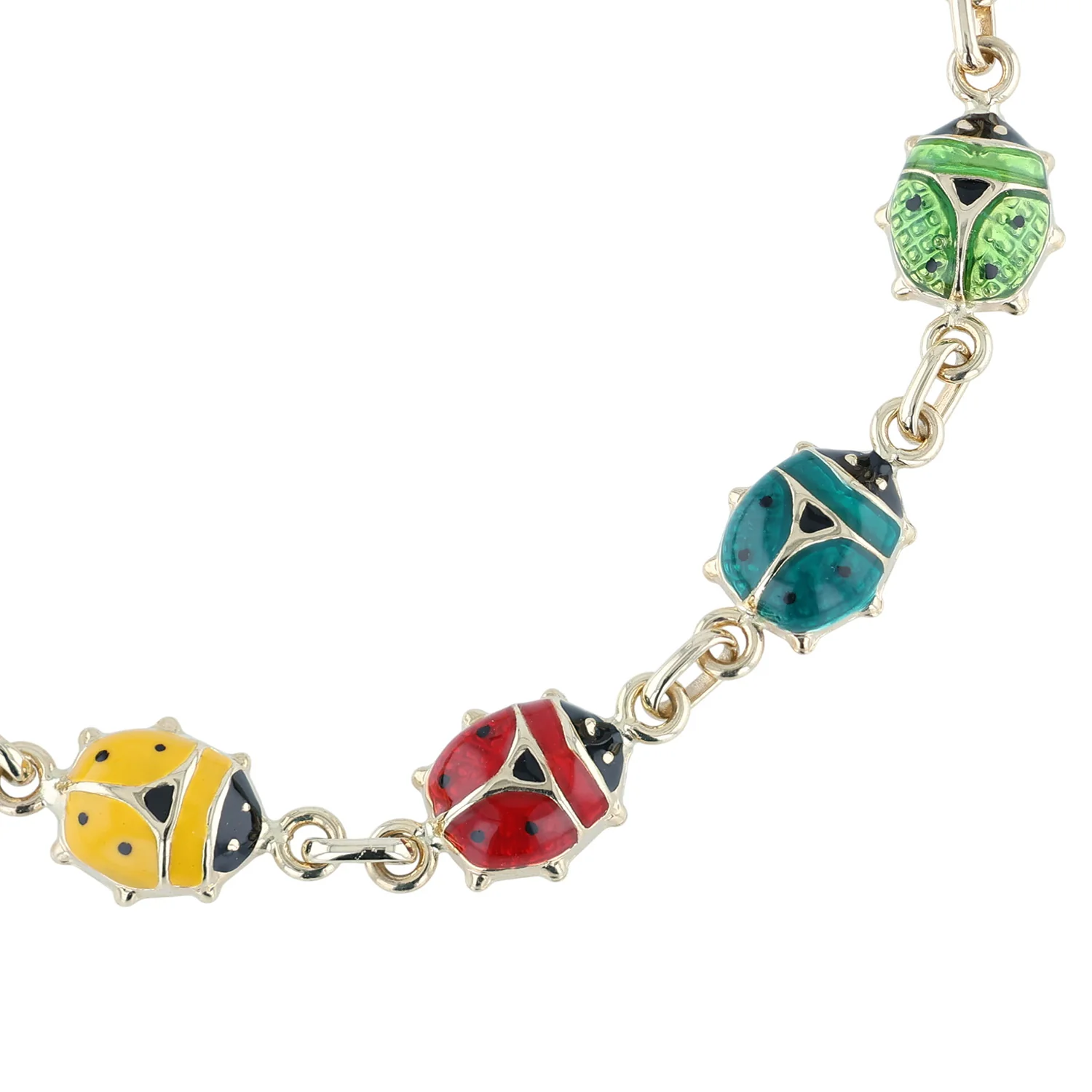 Estate 14K Enamel Ladybug Bracelet - Image 2