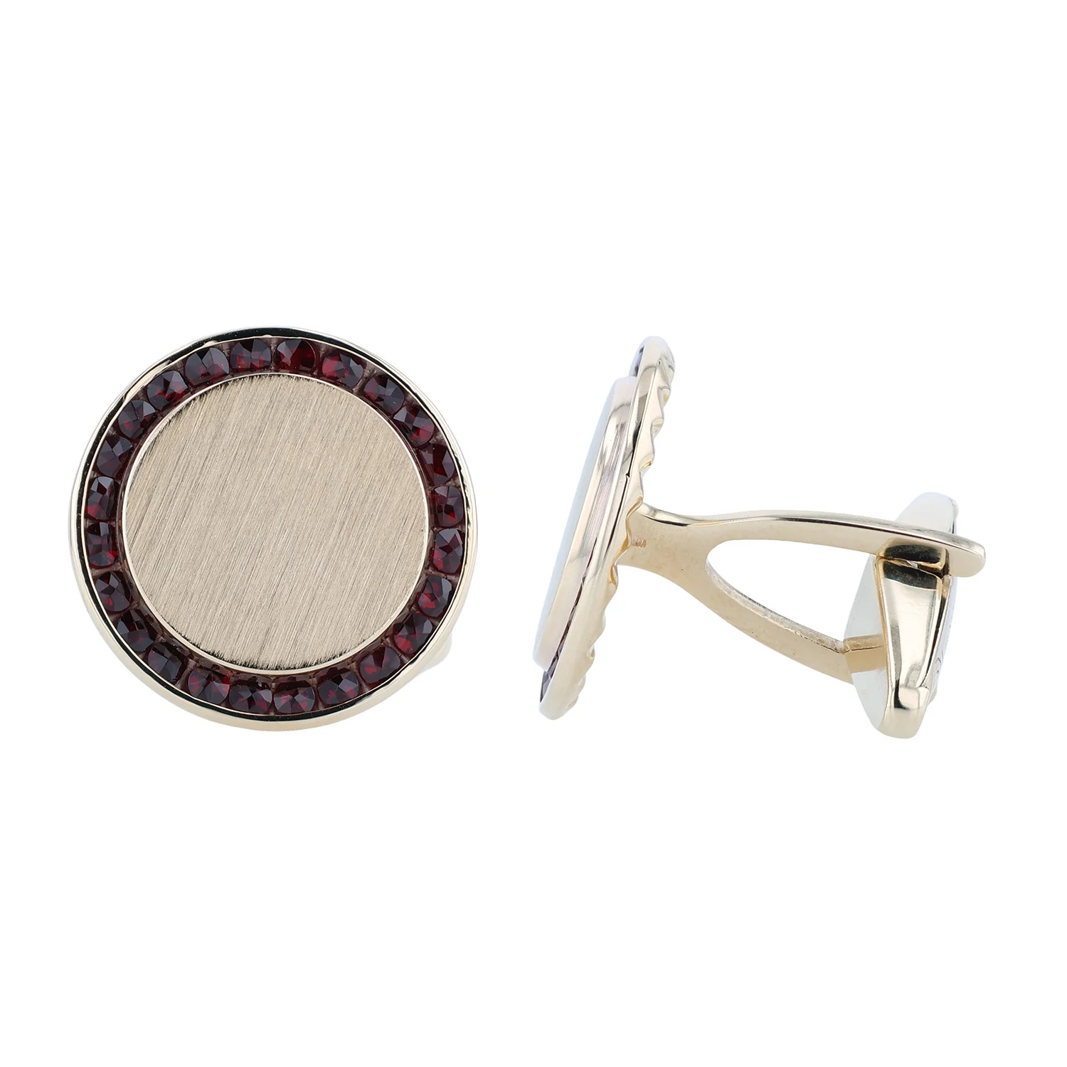 Estate 14K Lucien Piccard Garnet Cufflinks - Image 2