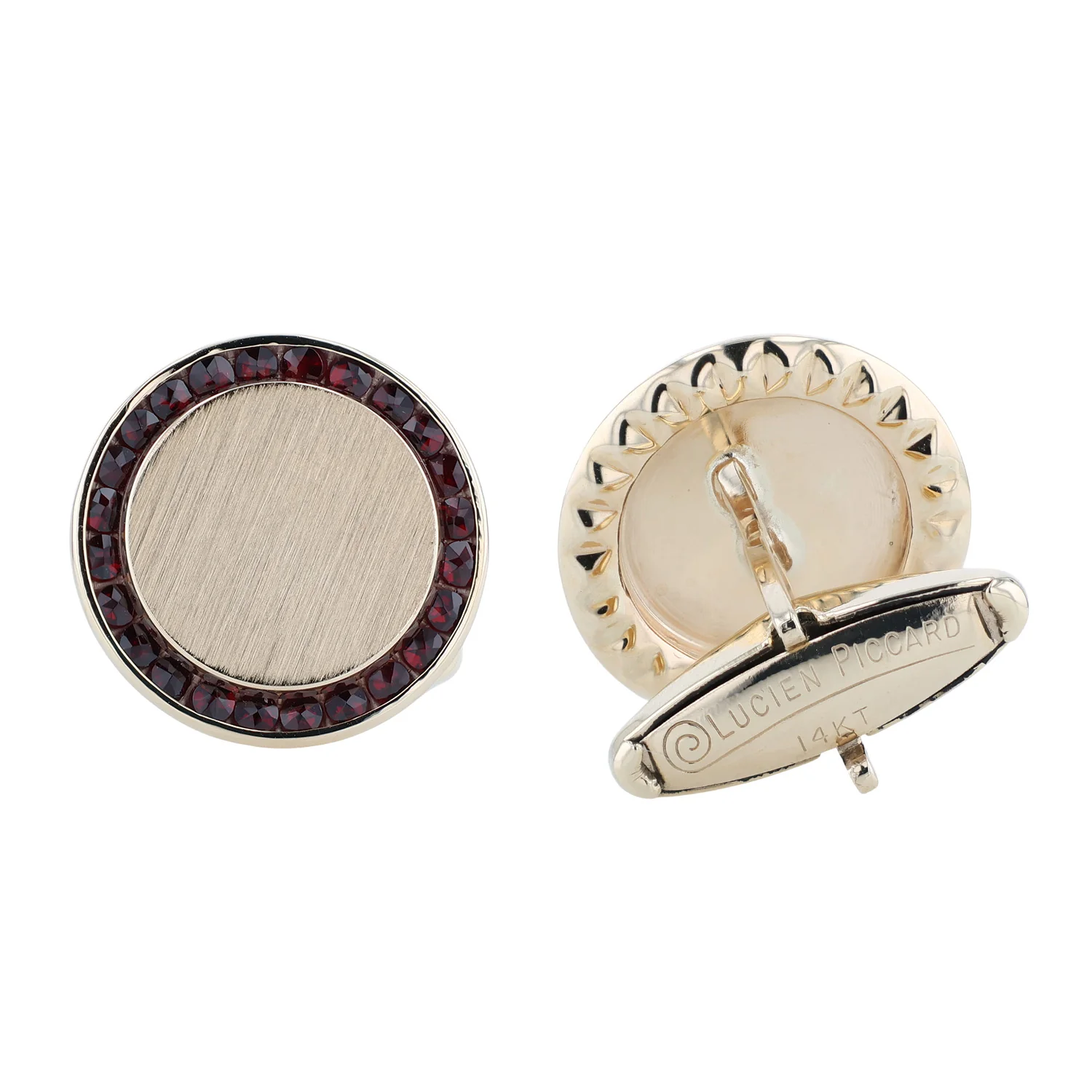 Estate 14K Lucien Piccard Garnet Cufflinks - Image 3