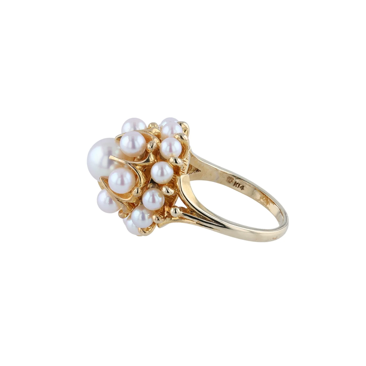 Estate 14K Mikimoto Akoya Pearl Cluster Ring - Image 2