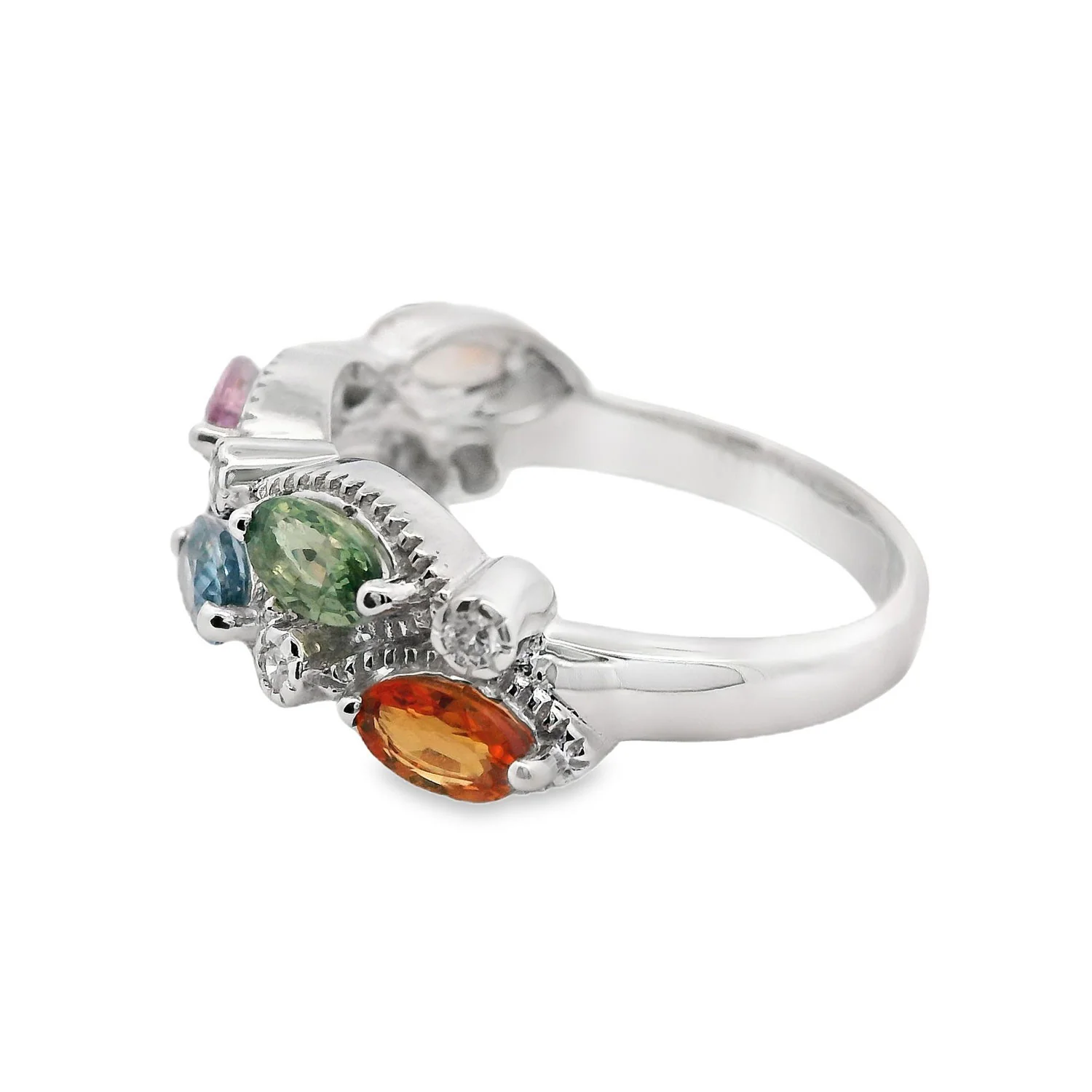 Estate 14K Multi-Colored Sapphire and Diamond Ring - Image 2