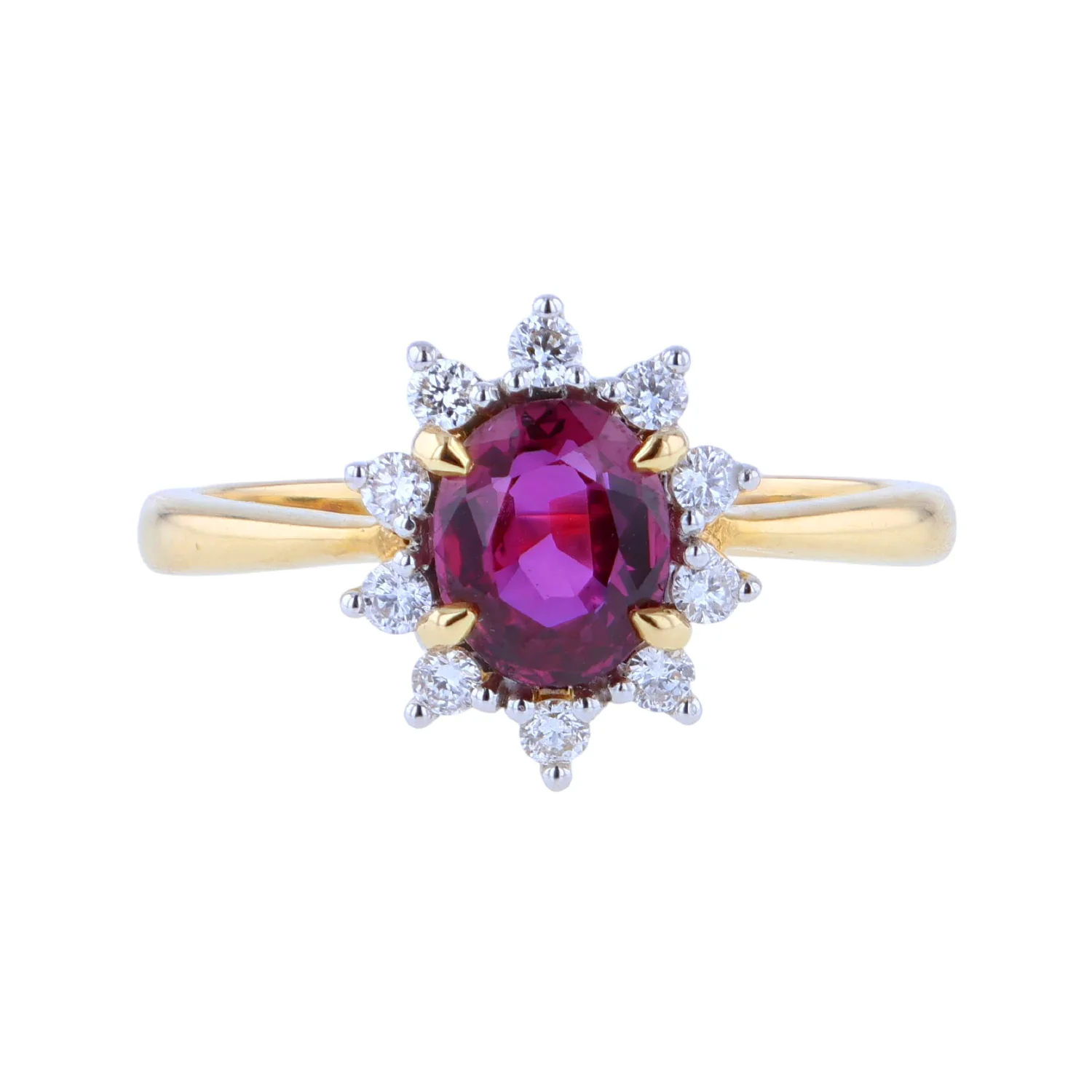 Estate 14K No Heat Ruby and Diamond Ring