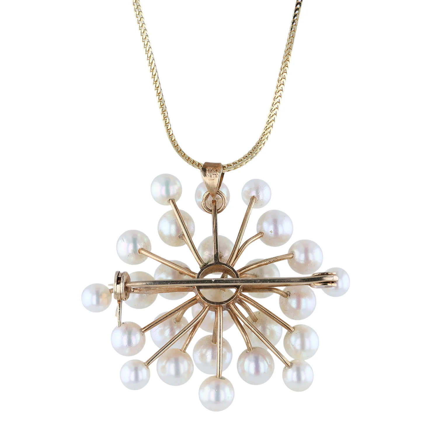 Estate 14K Pearl Brooch Pin and Pendant - Image 4