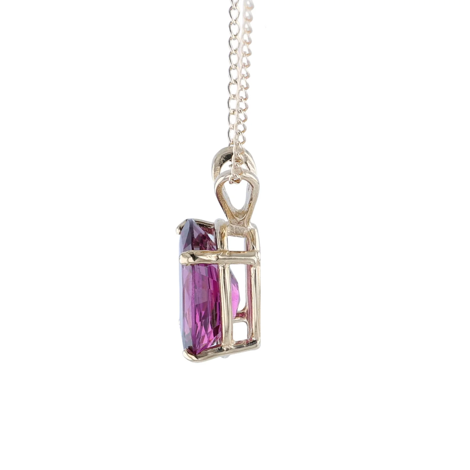 Estate 14K Rhodolite Garnet Pendant with Chain - Image 3
