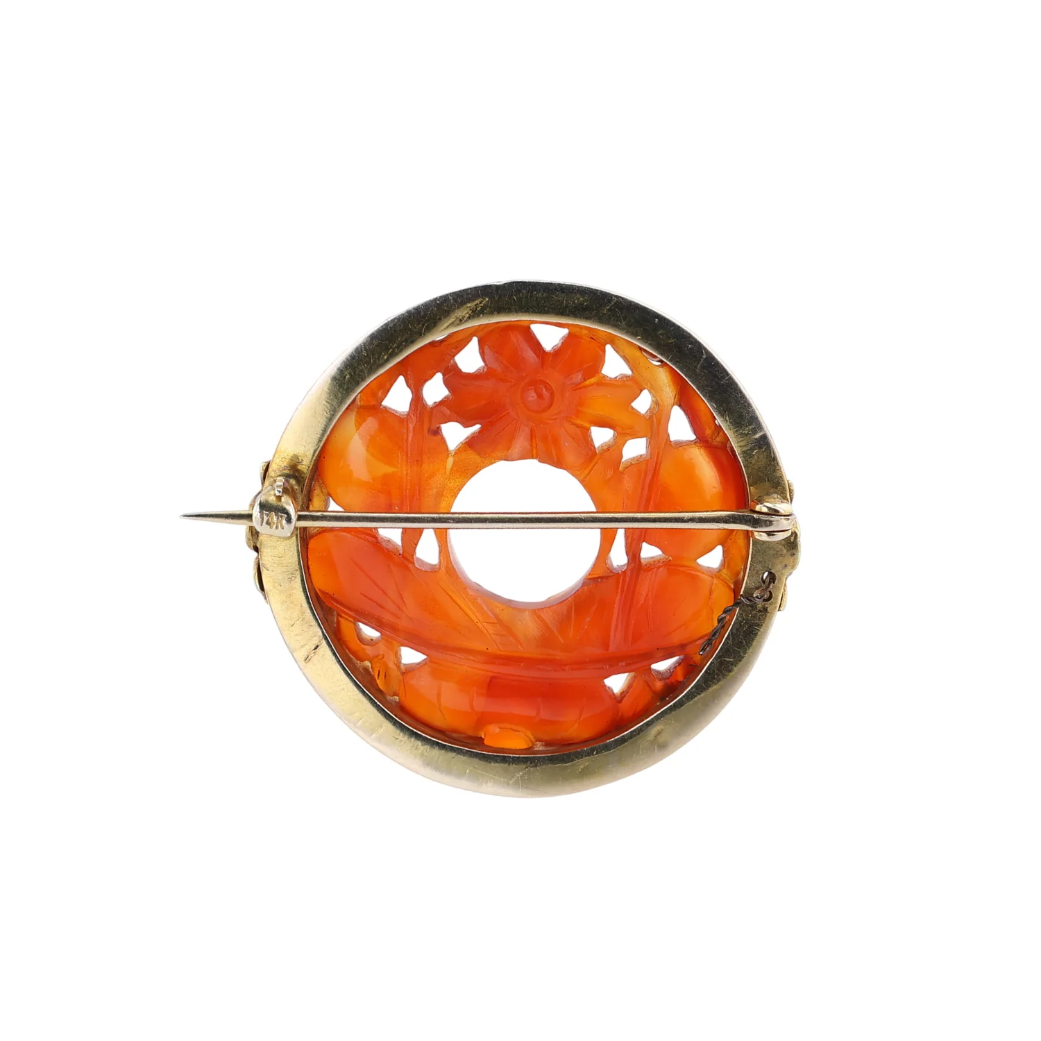 Estate 14K Seed Pearl & Carnelian Pin - Image 4